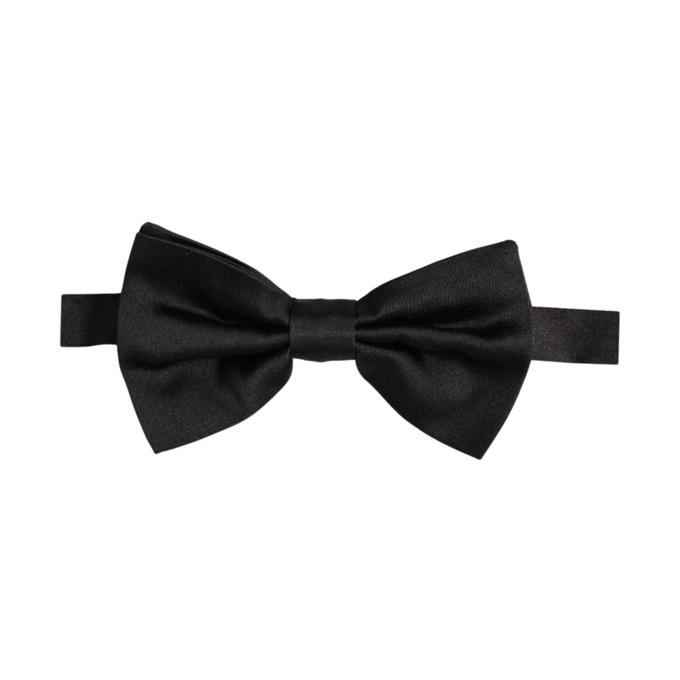Dolce & Gabbana Men Black 100% Silk Adjustable Neck Papillon Bow Tie