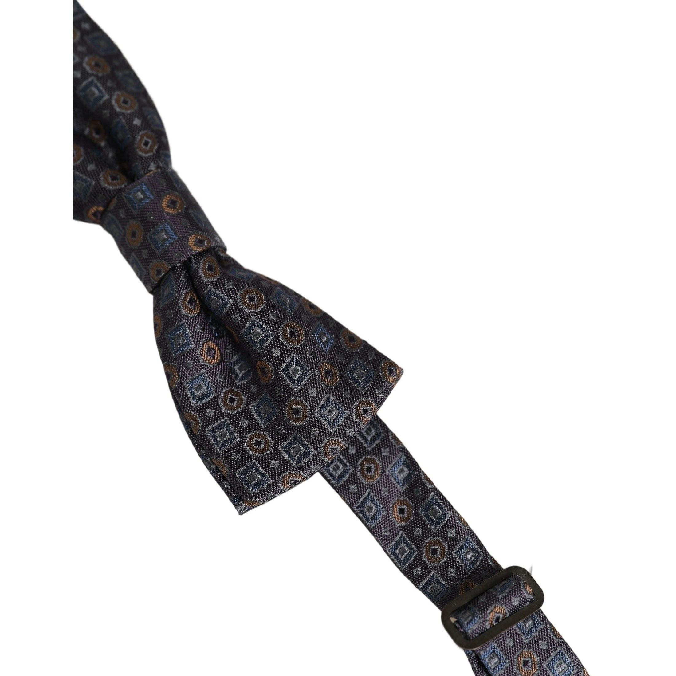 Dolce & Gabbana Men Dark Gray Geometric Adjustable Neck Bow Tie
