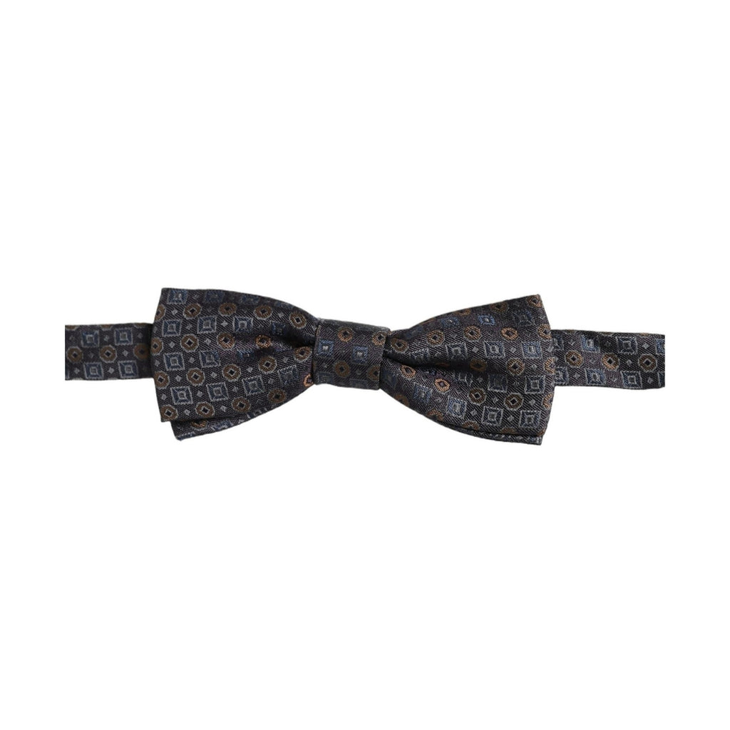 Dolce & Gabbana Men Dark Gray Geometric Adjustable Neck Bow Tie