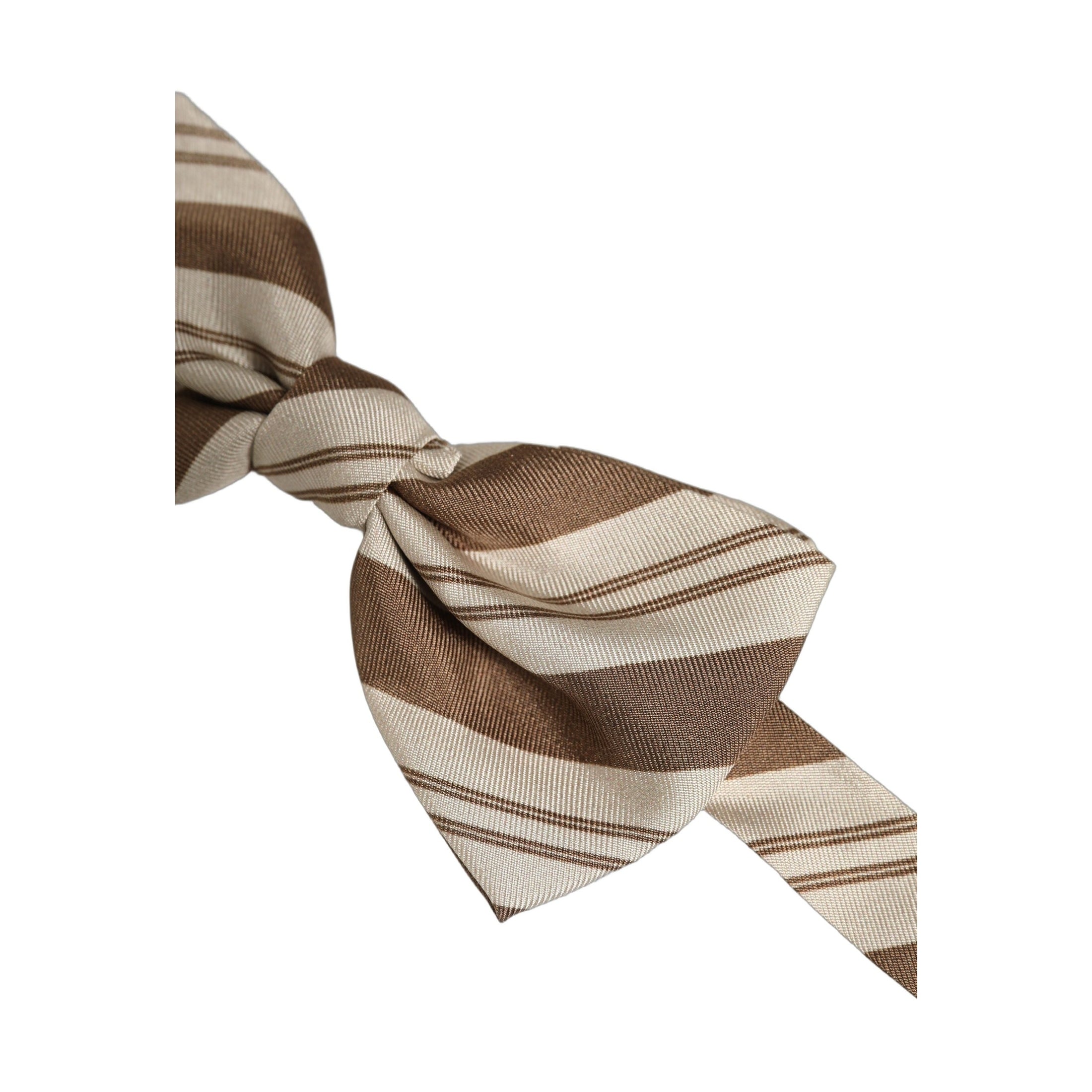 Dolce & Gabbana Men Brown Beige Stripes Adjustable Neck Papillon Bow Tie