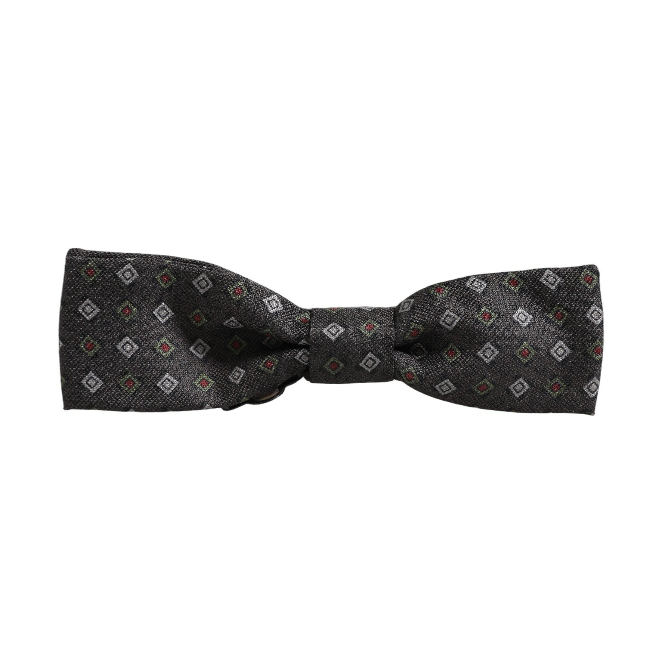Dolce & Gabbana Men Dark Gray Geometric Adjustable Bow Tie
