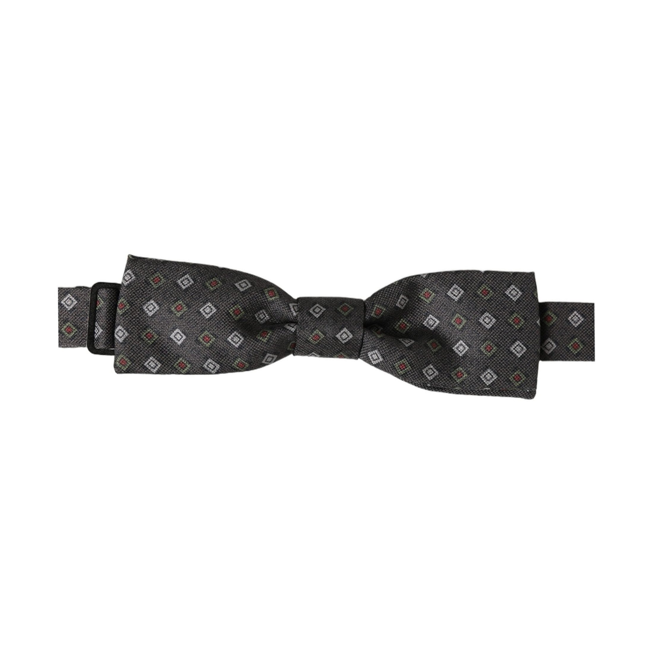 Dolce & Gabbana Men Dark Gray Geometric Adjustable Bow Tie
