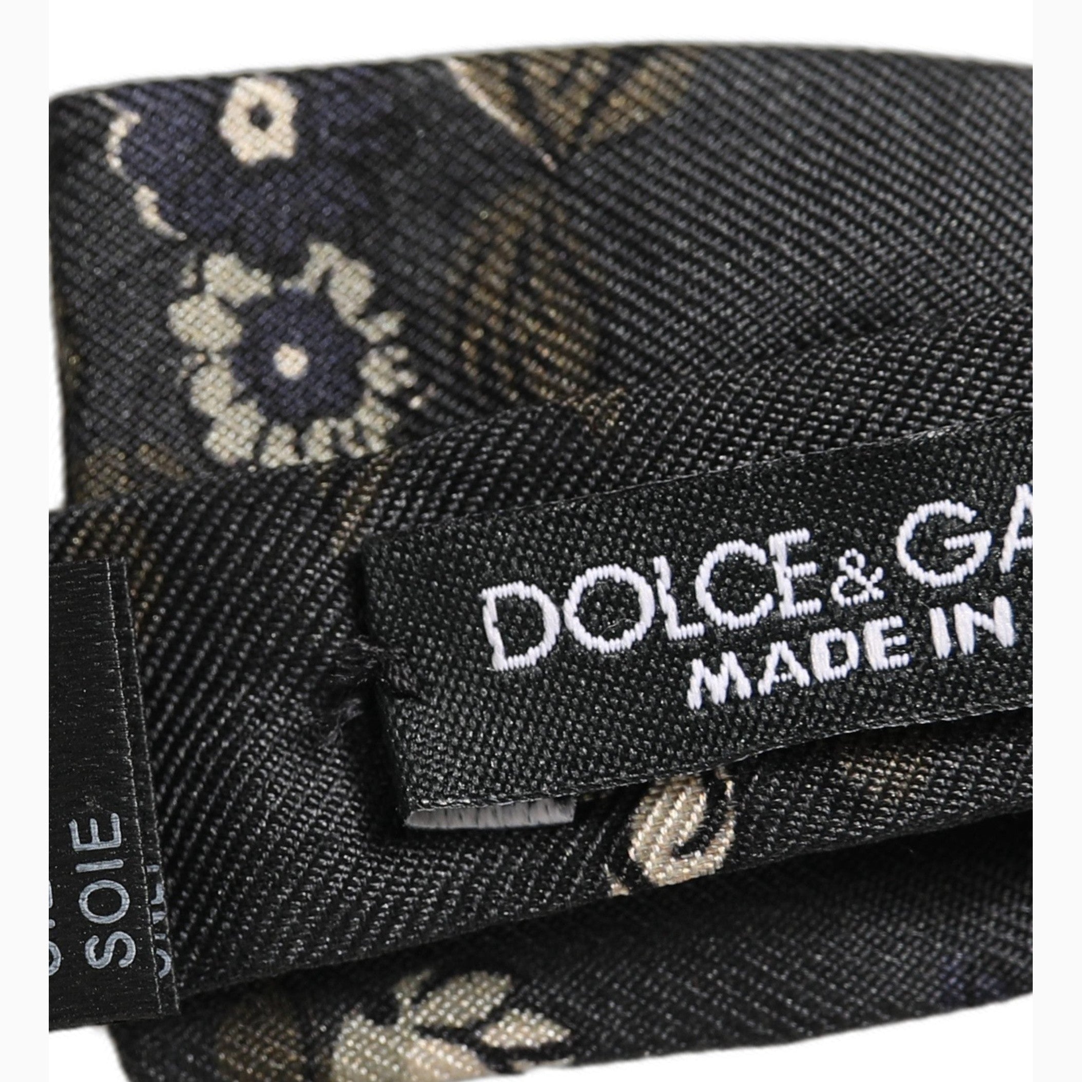 Dolce & Gabbana Men Black Floral Silk Adjustable Neck Papillon Bow Tie