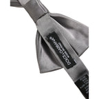 Dolce & Gabbana Men Gray 100% Silk Adjustable Neck Papillon Bow Tie