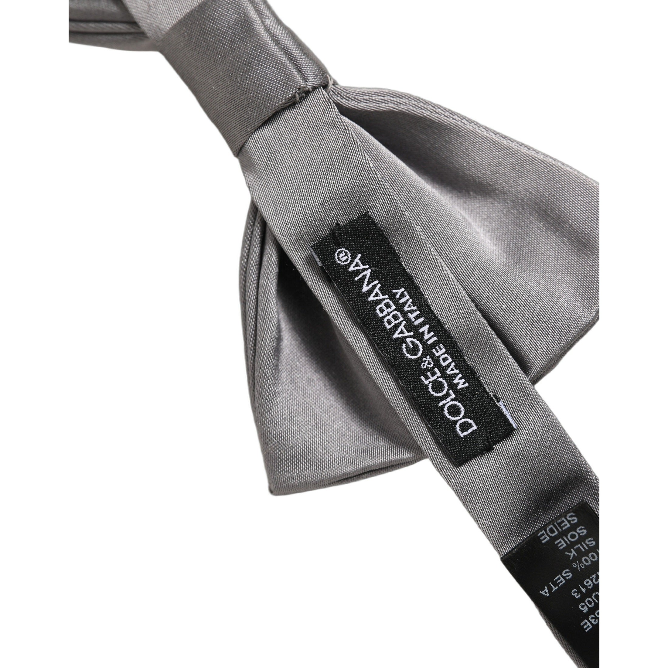 Dolce & Gabbana Men Gray 100% Silk Adjustable Neck Papillon Bow Tie