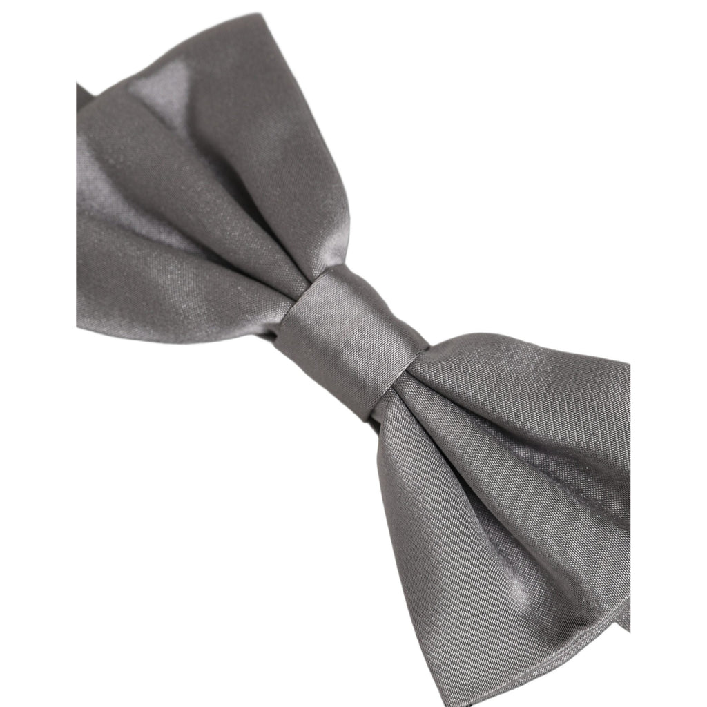 Dolce & Gabbana Men Gray 100% Silk Adjustable Neck Papillon Bow Tie