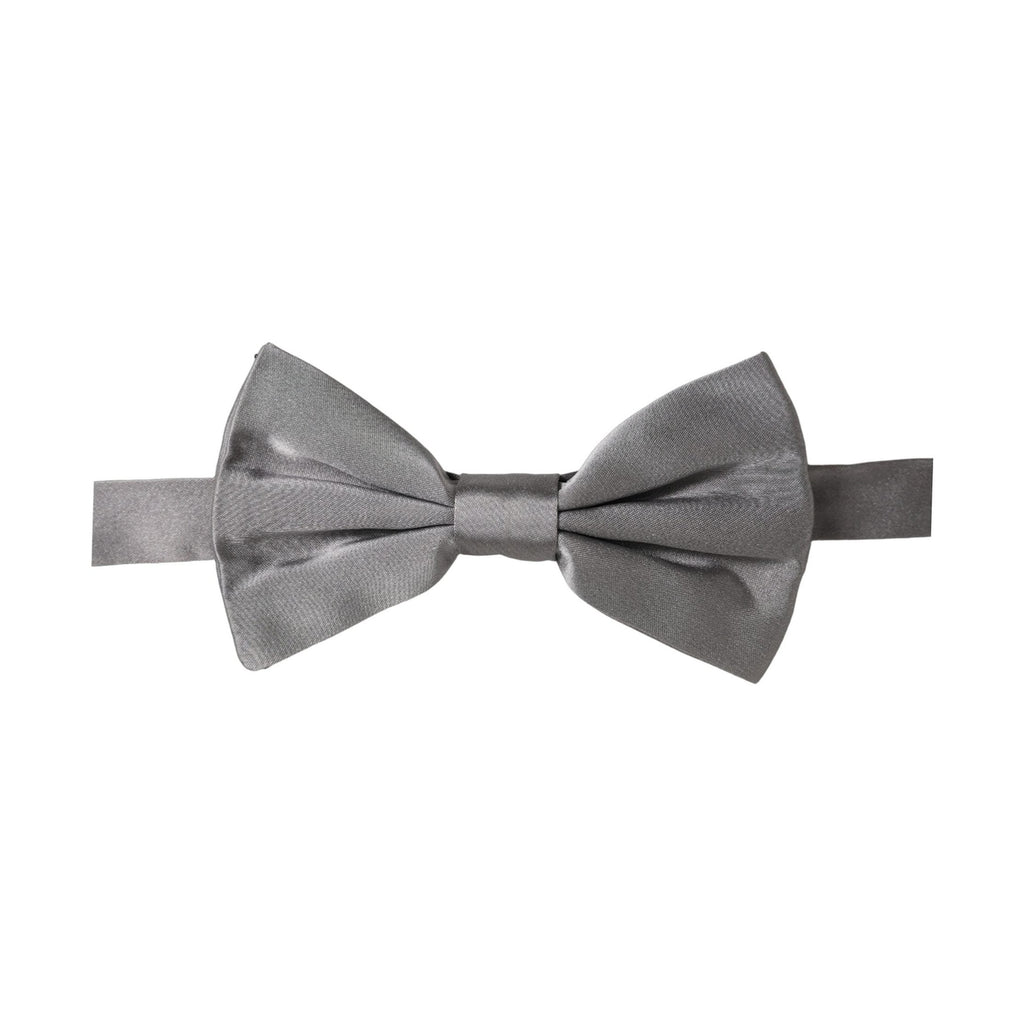 Dolce & Gabbana Men Gray 100% Silk Adjustable Neck Papillon Bow Tie