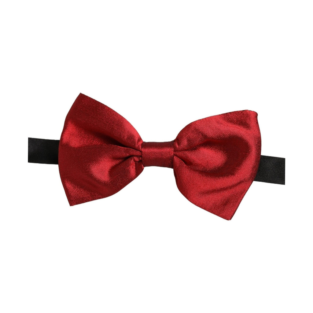 Dolce & Gabbana Men Black Red Silk Adjustable Neck Papillon Bow Tie