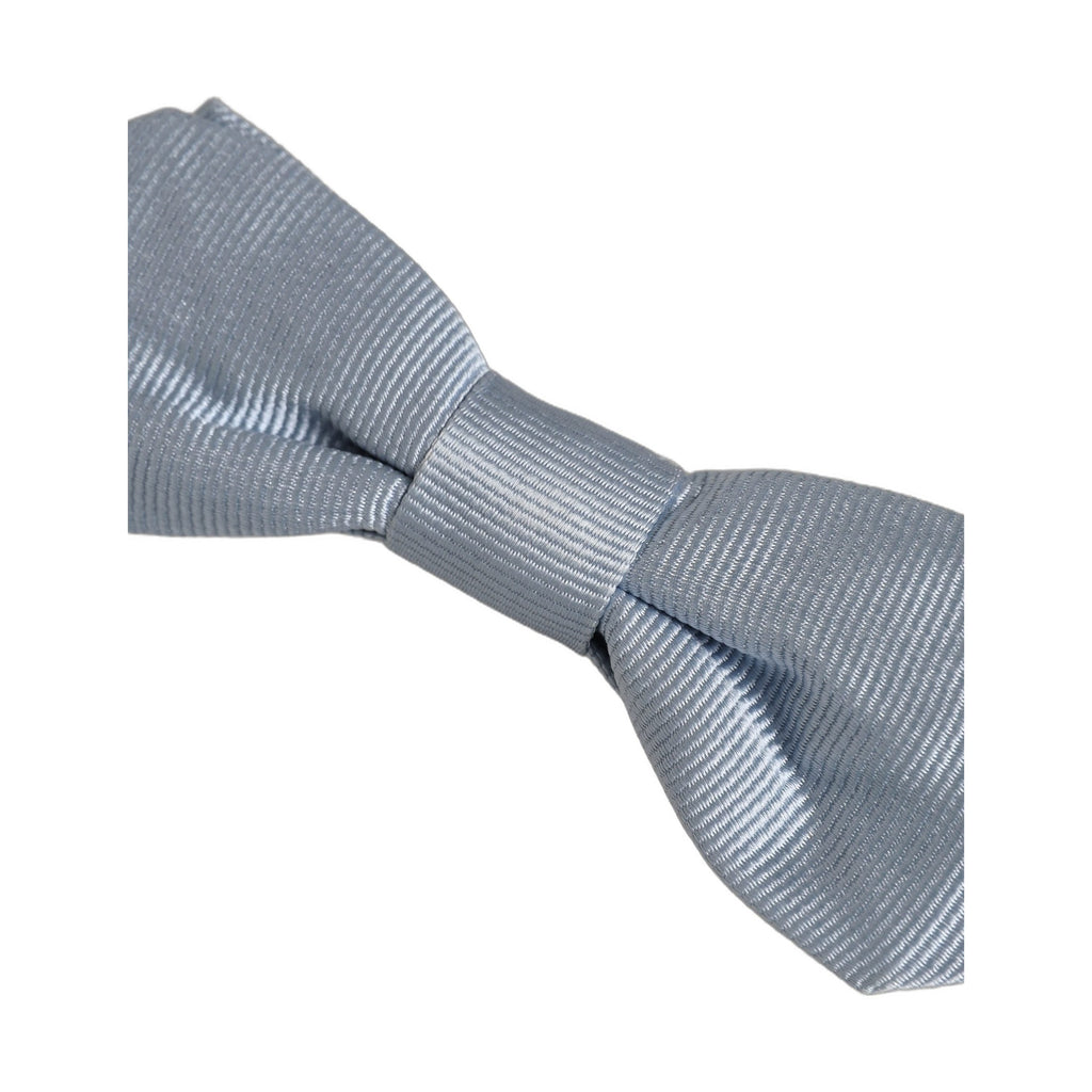 Dolce & Gabbana Men Light Blue Silk Adjustable Neck Papillon Bow Tie