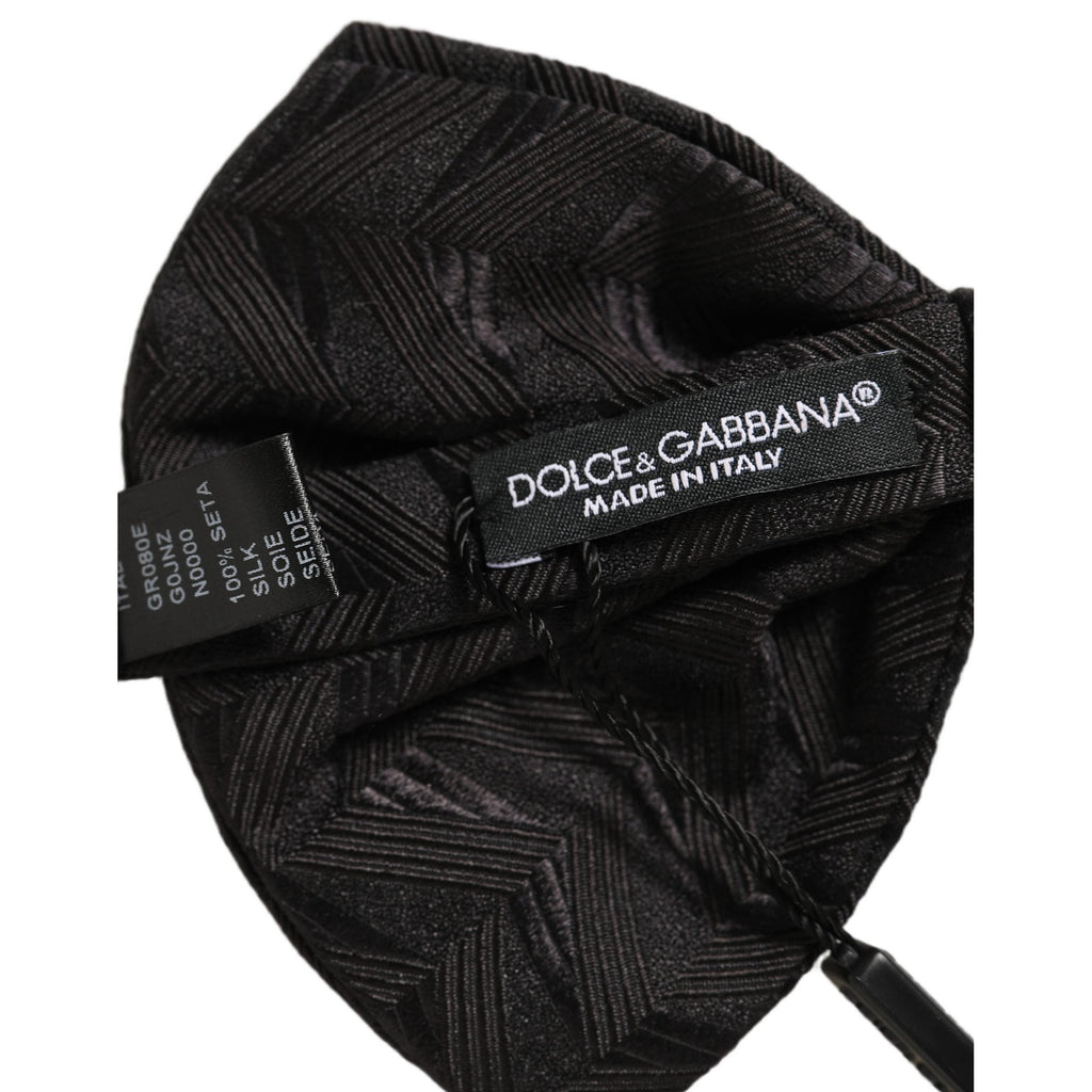 Dolce & Gabbana Men Black Patterned Adjustable Neck Papillon Bow Tie