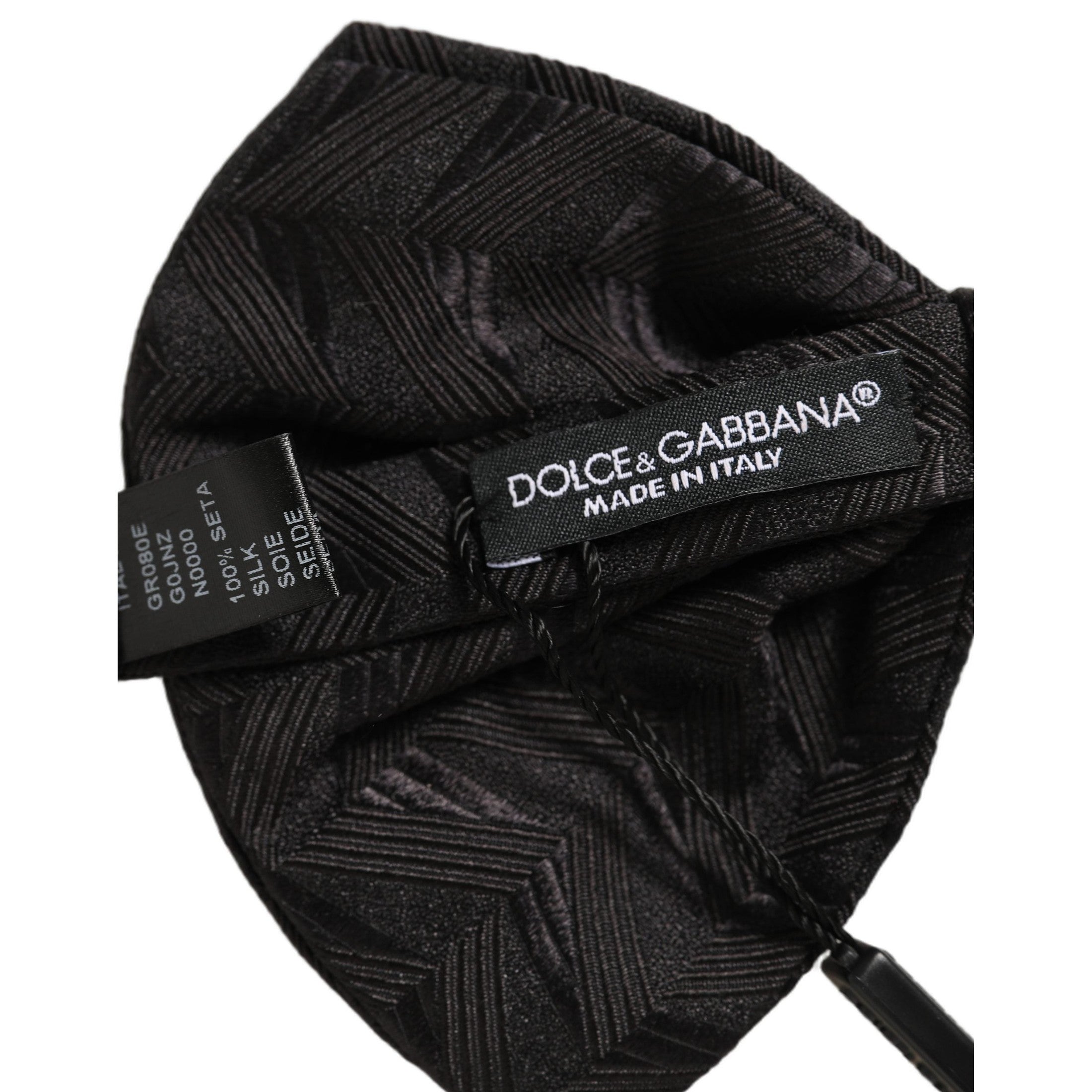 Dolce & Gabbana Men Black Patterned Adjustable Neck Papillon Bow Tie