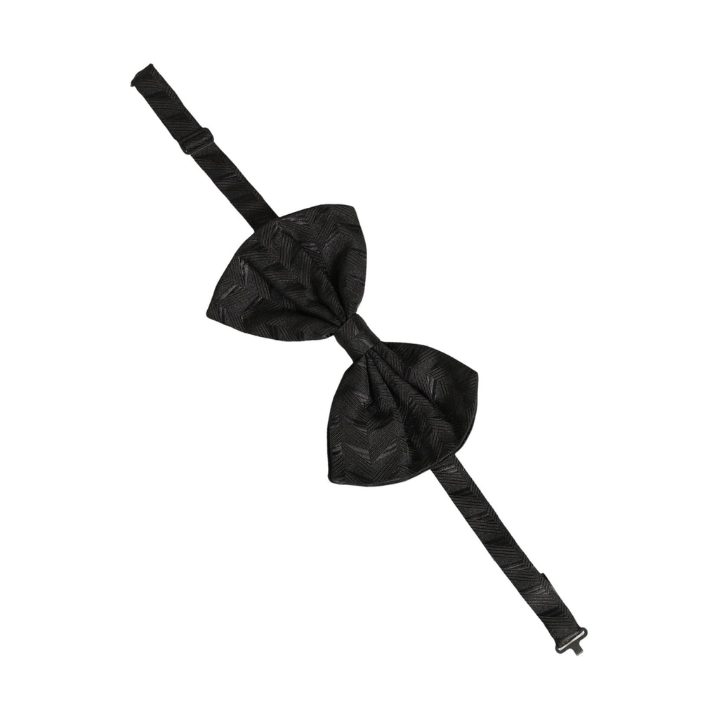 Dolce & Gabbana Men Black Patterned Adjustable Neck Papillon Bow Tie