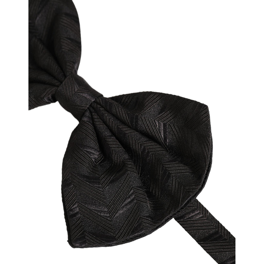 Dolce & Gabbana Men Black Patterned Adjustable Neck Papillon Bow Tie