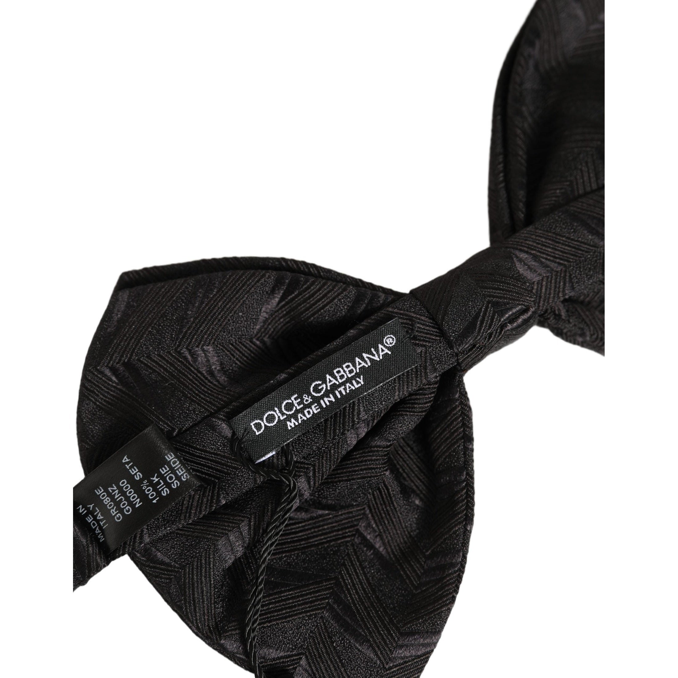 Dolce & Gabbana Men Black Patterned Adjustable Neck Papillon Bow Tie