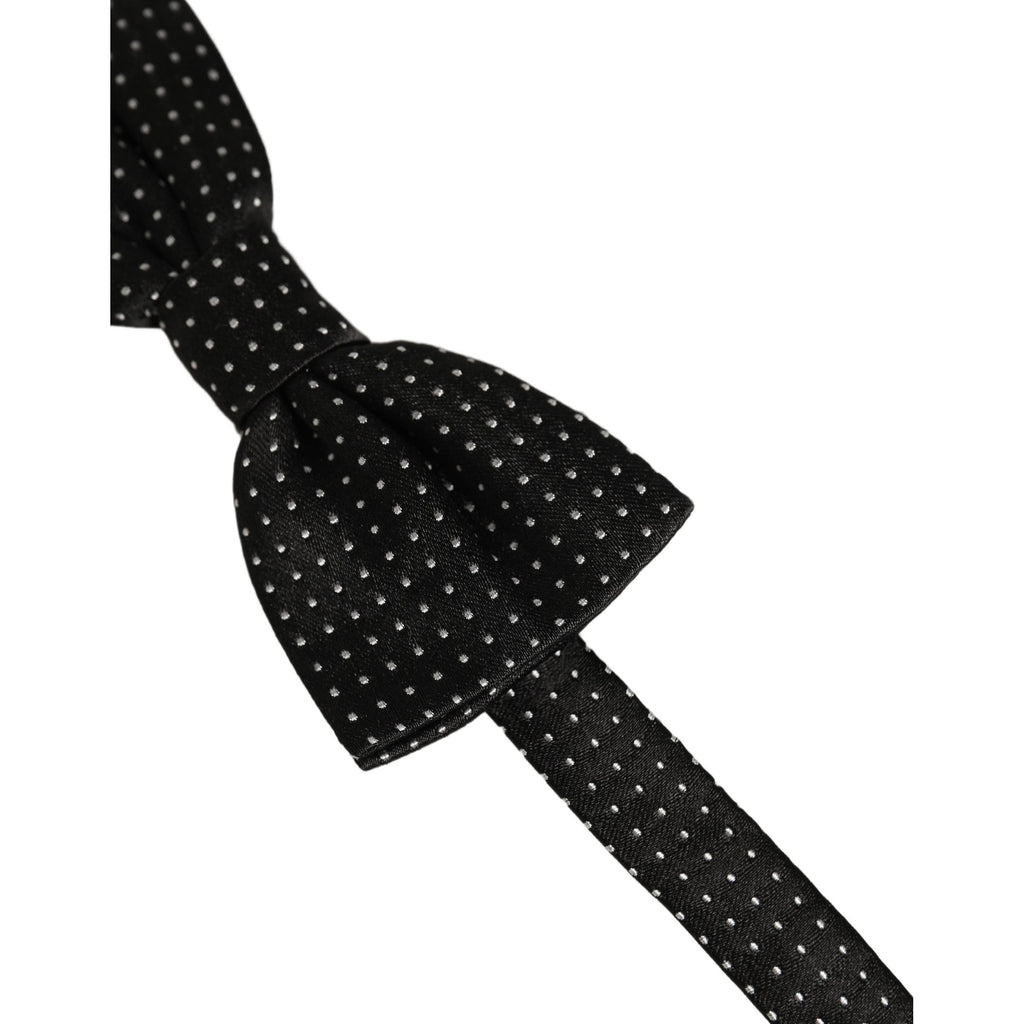 Dolce & Gabbana Men Black White PolkaDot Adjustable Bow Tie