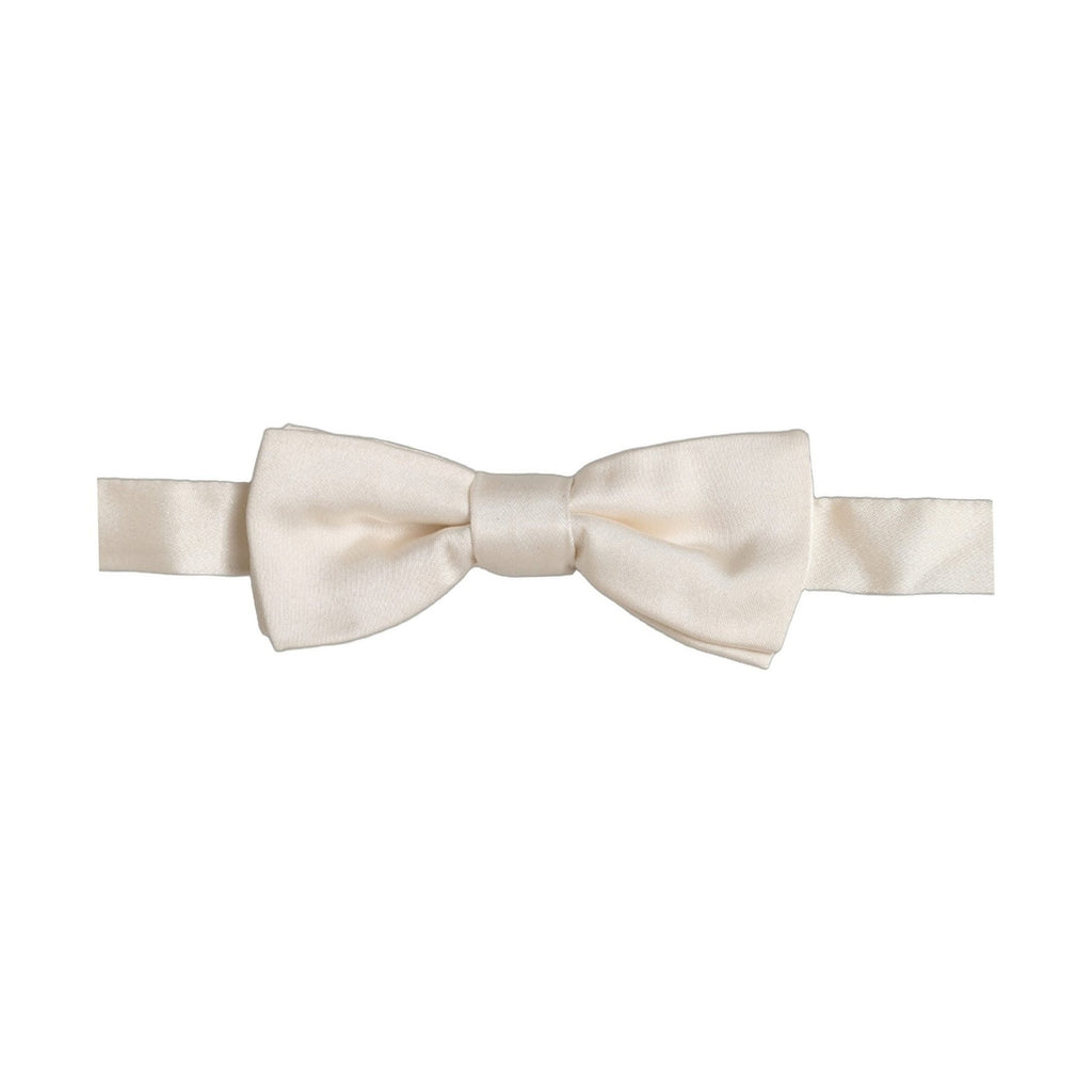 Dolce & Gabbana Men Off White 100% Silk Adjustable Neck Papillon Bow Tie