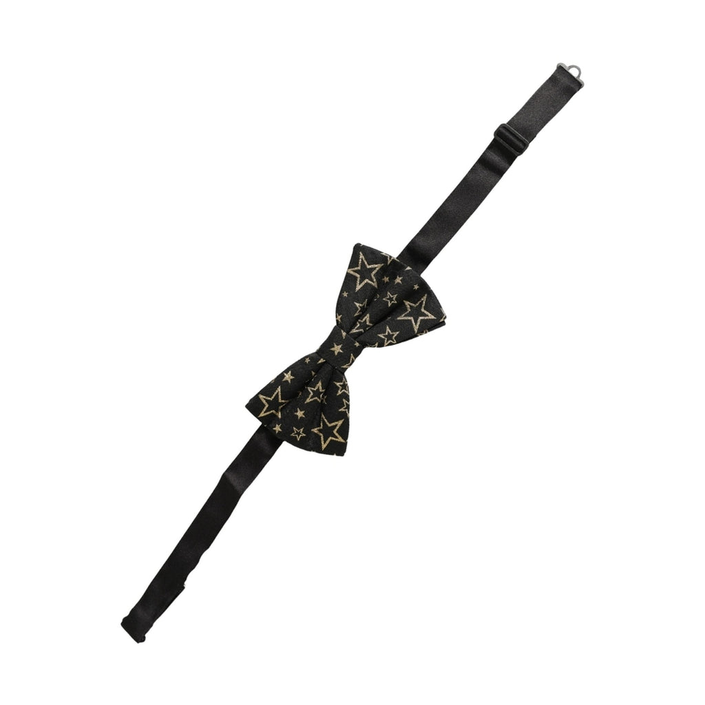 Dolce & Gabbana Men Black Star 100% Silk Adjustable Neck Papillon Bow Tie