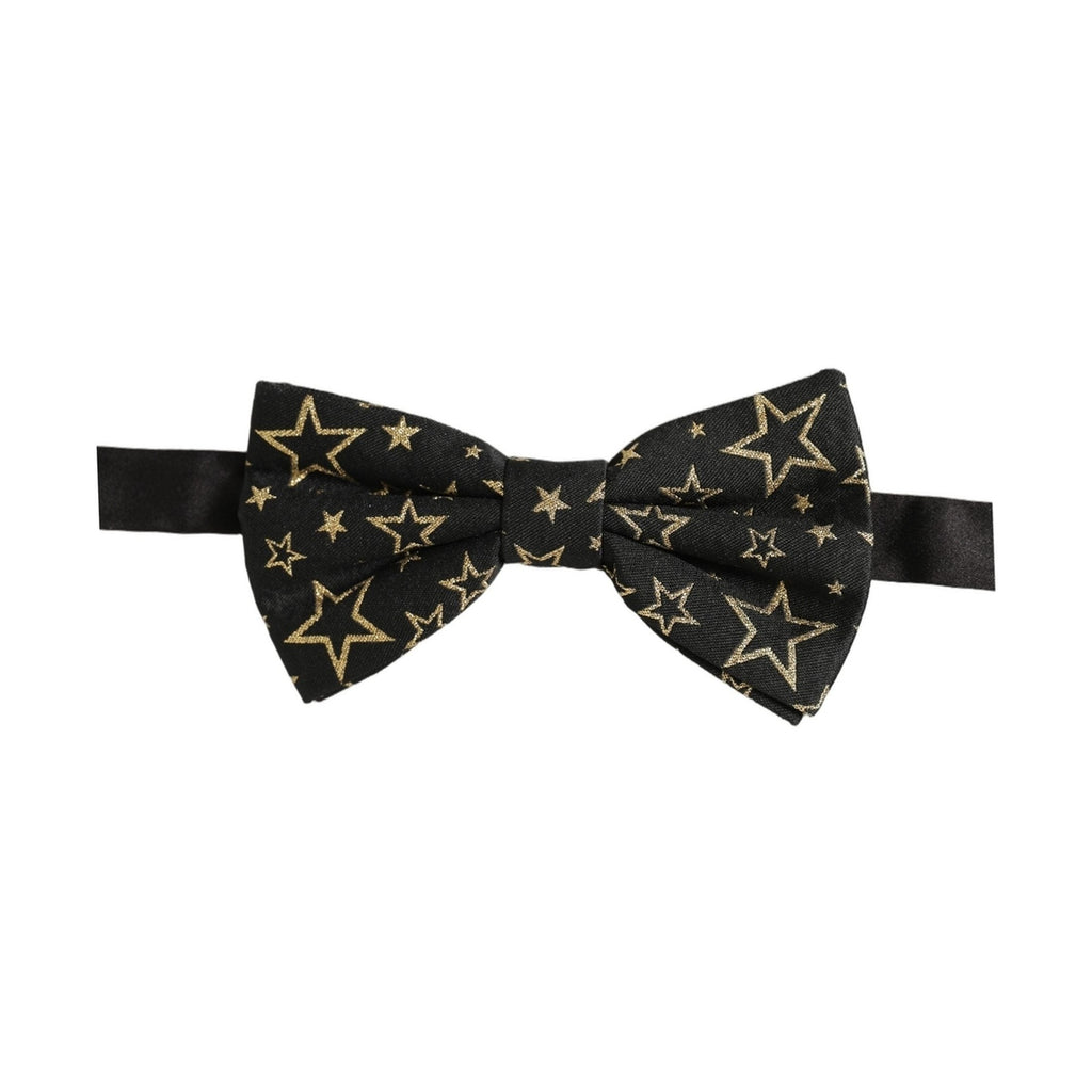 Dolce & Gabbana Men Black Star 100% Silk Adjustable Neck Papillon Bow Tie