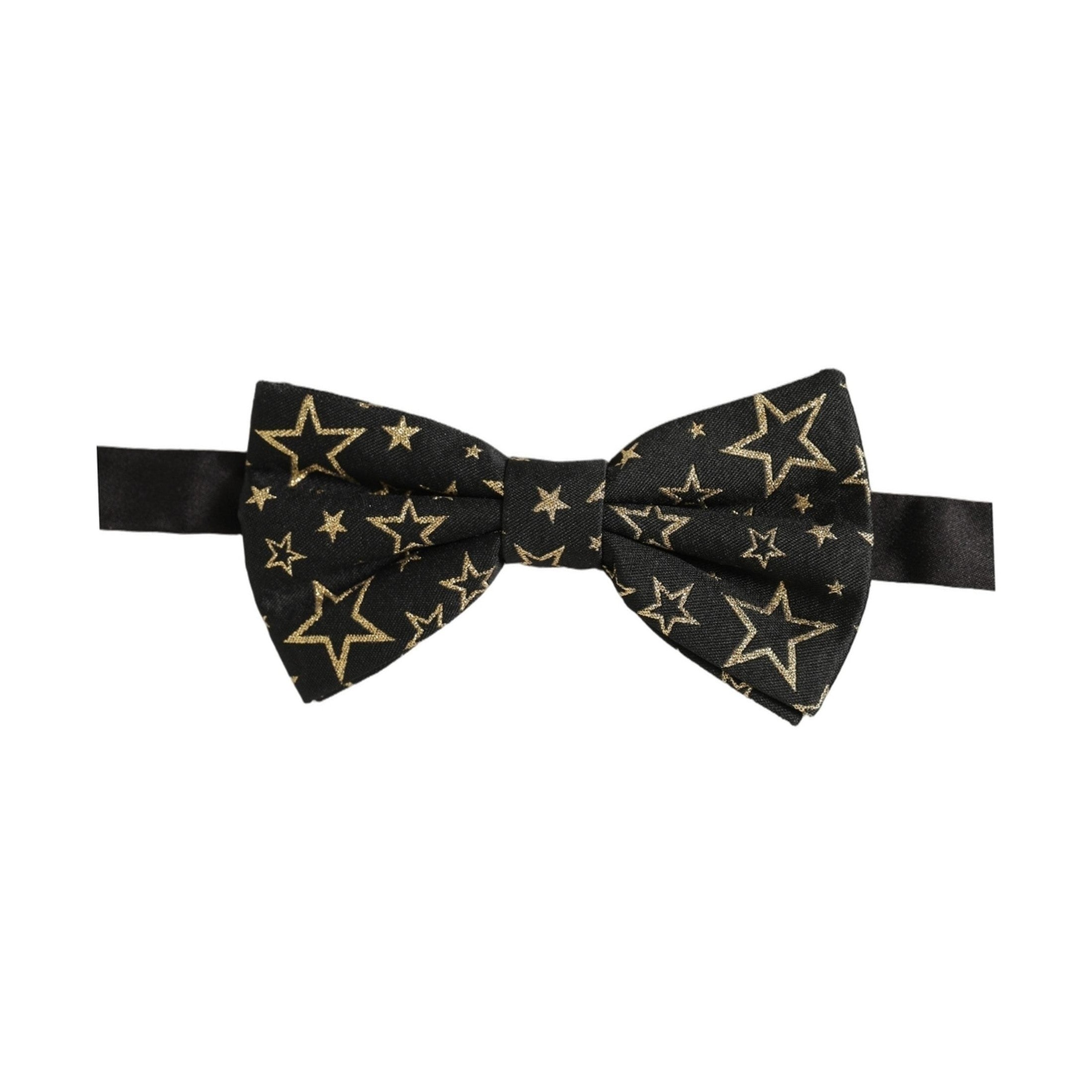 Dolce & Gabbana Men Black Star 100% Silk Adjustable Neck Papillon Bow Tie