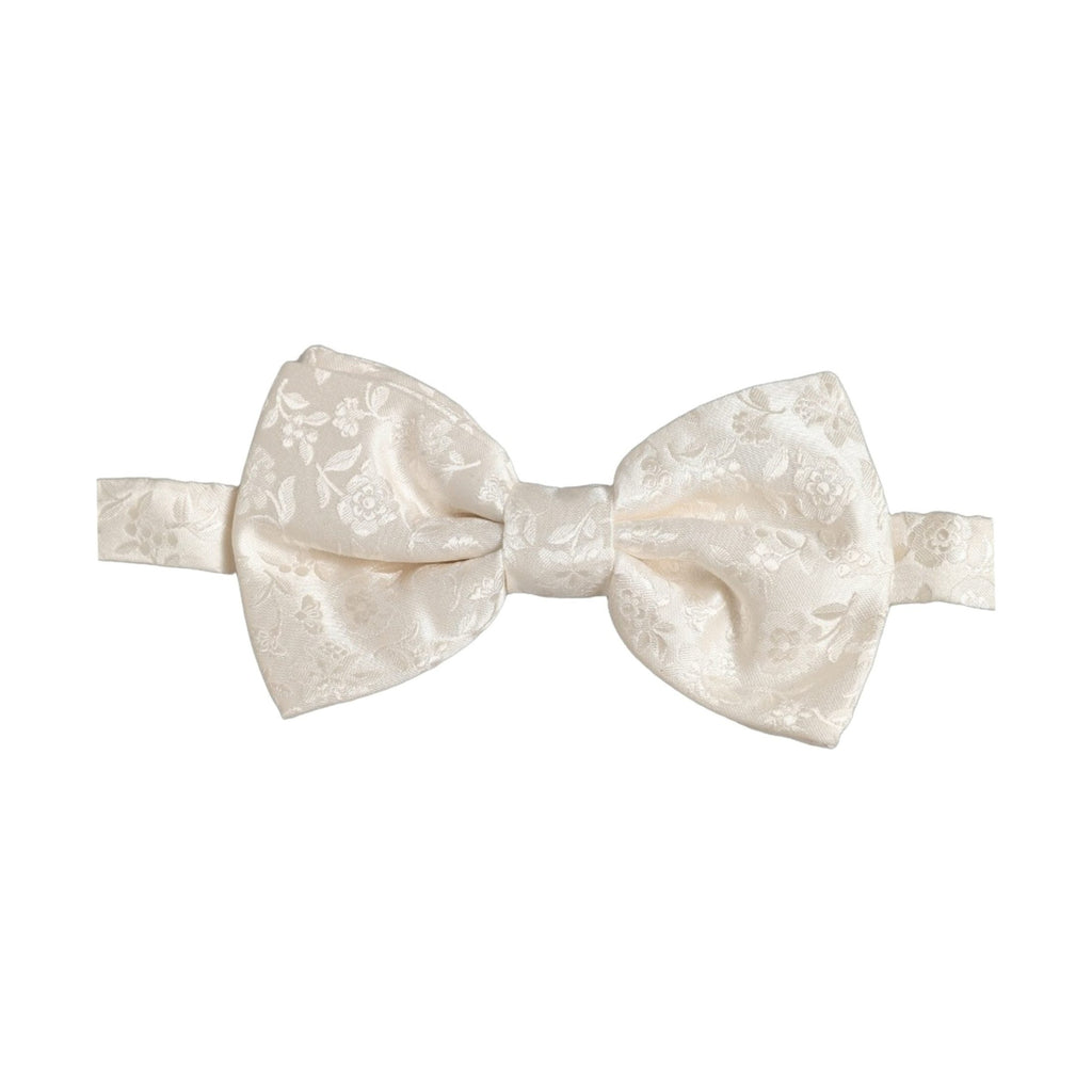 Dolce & Gabbana Men White Floral Silk Adjustable Neck Papillon BowTie