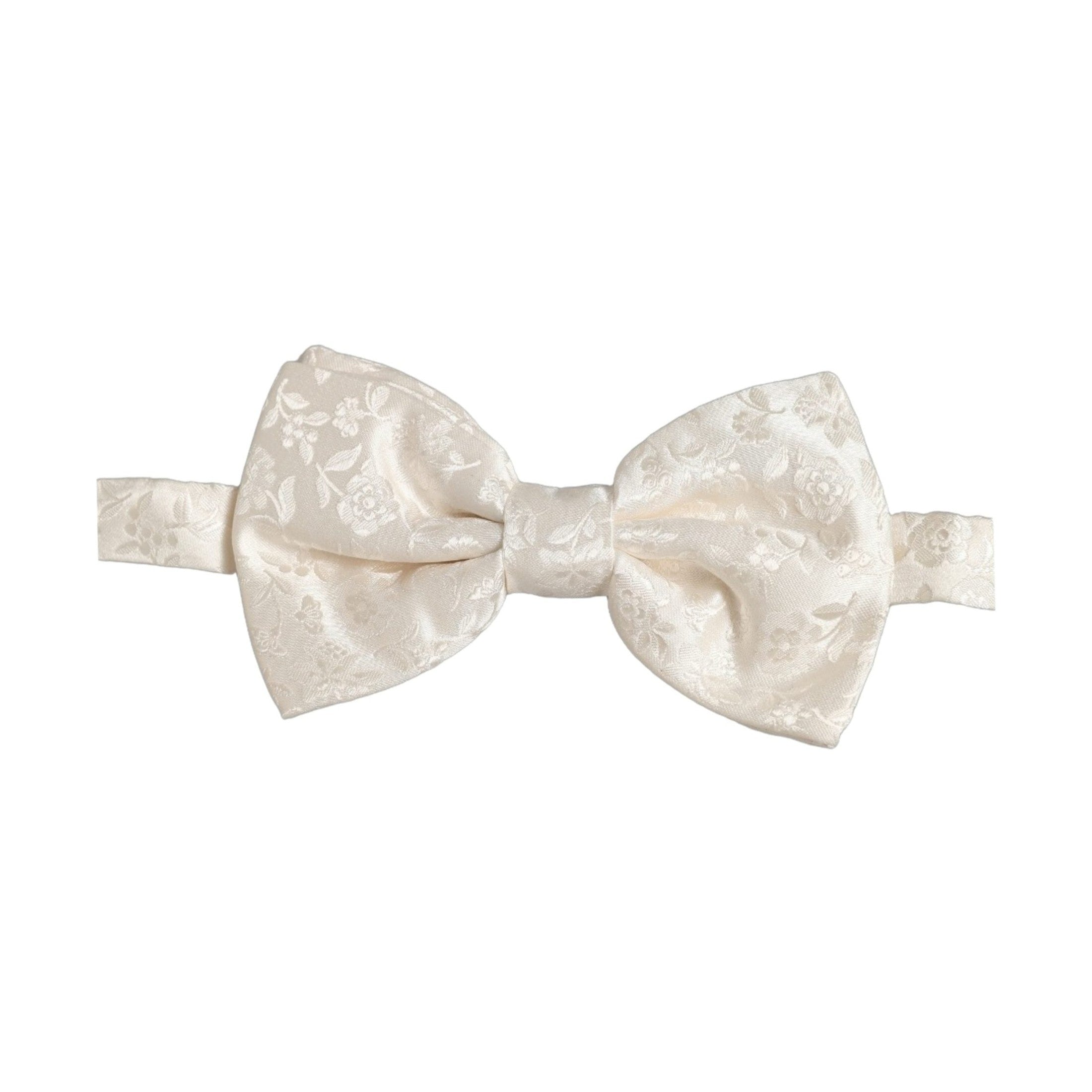 Dolce & Gabbana Men White Floral Silk Adjustable Neck Papillon BowTie