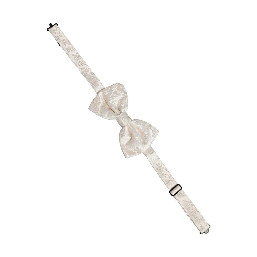 Dolce & Gabbana Men White Floral Silk Adjustable Neck Papillon BowTie