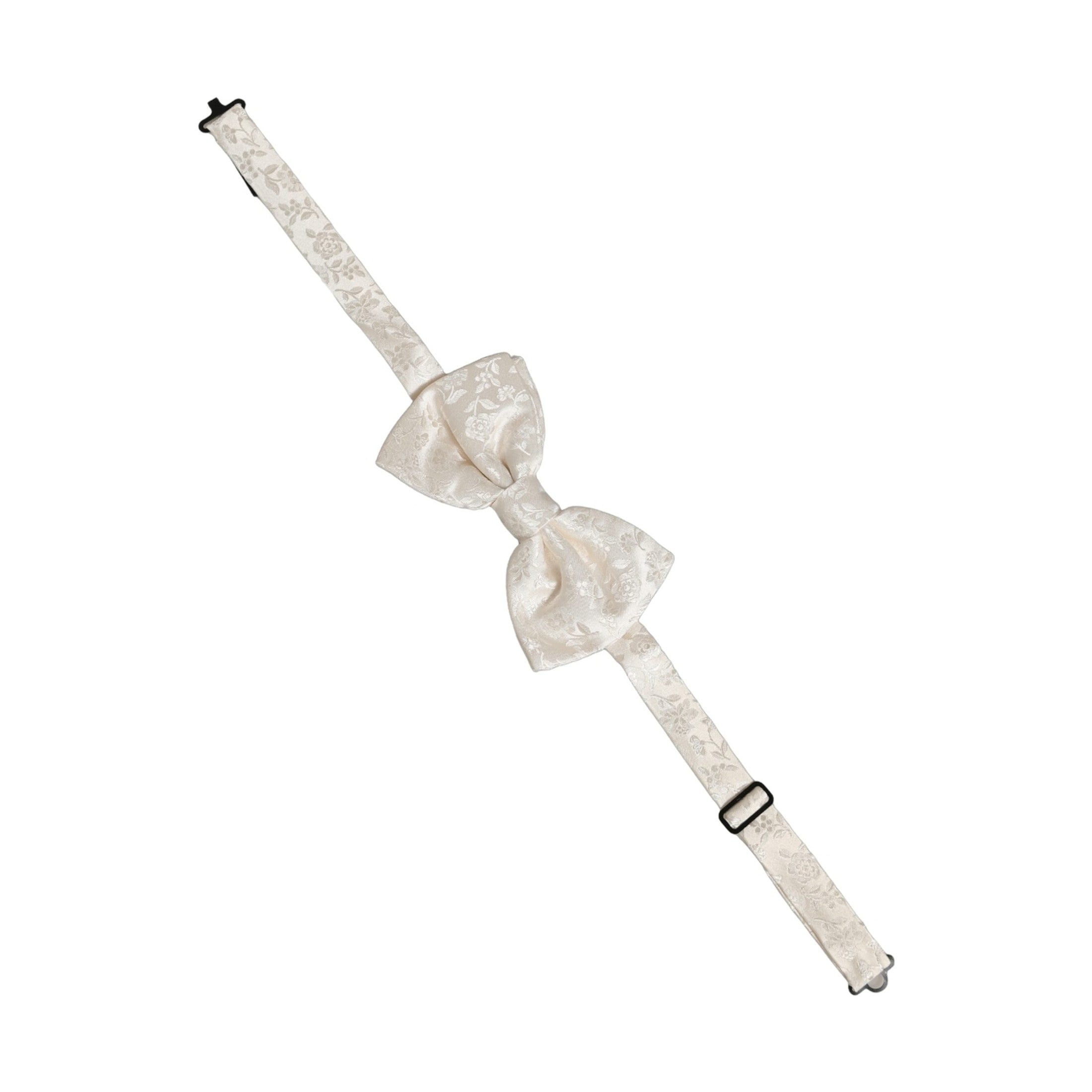 Dolce & Gabbana Men White Floral Silk Adjustable Neck Papillon BowTie