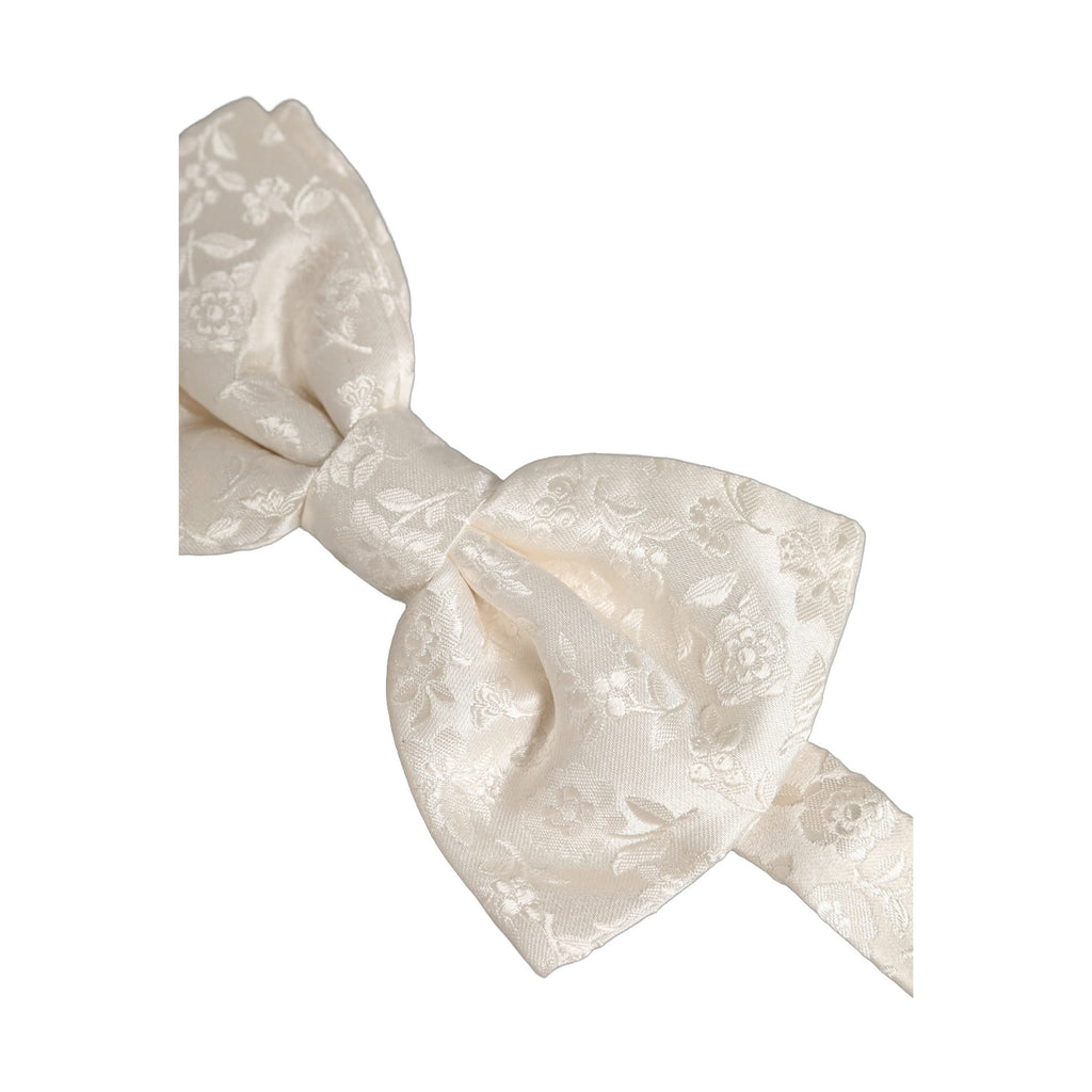 Dolce & Gabbana Men White Floral Silk Adjustable Neck Papillon BowTie