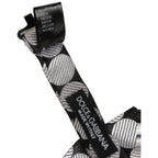 Dolce & Gabbana Men Black Silver Circles Adjustable Neck Papillon Bow Tie