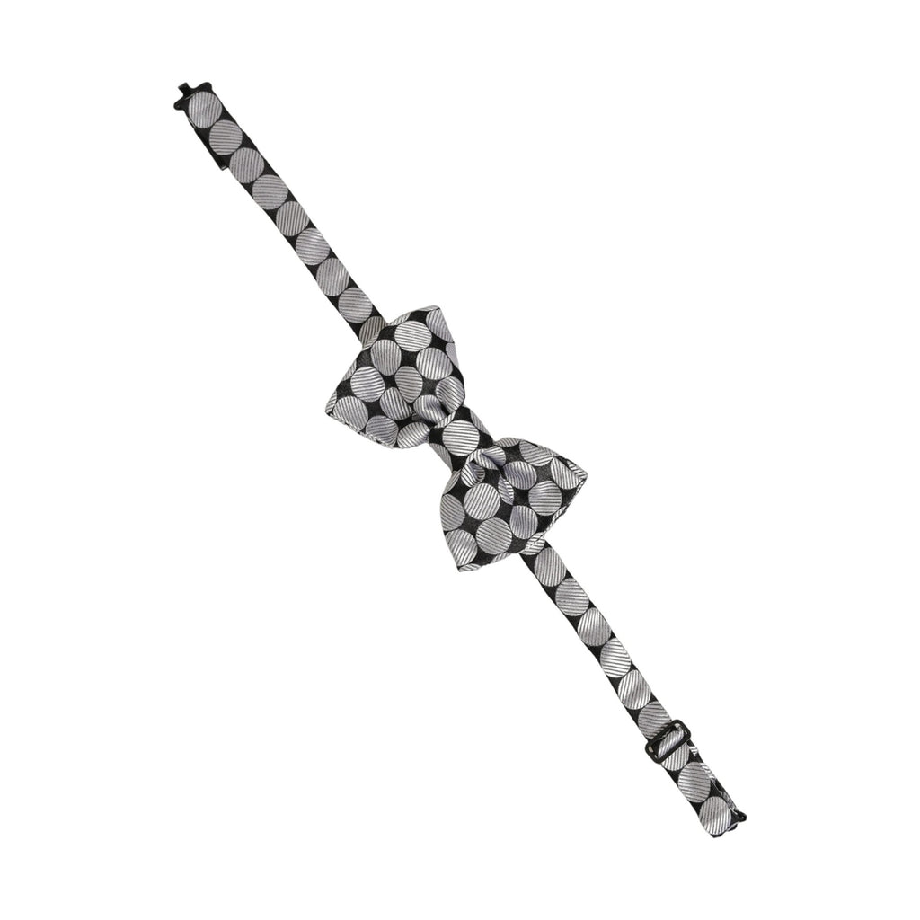 Dolce & Gabbana Men Black Silver Circles Adjustable Neck Papillon Bow Tie