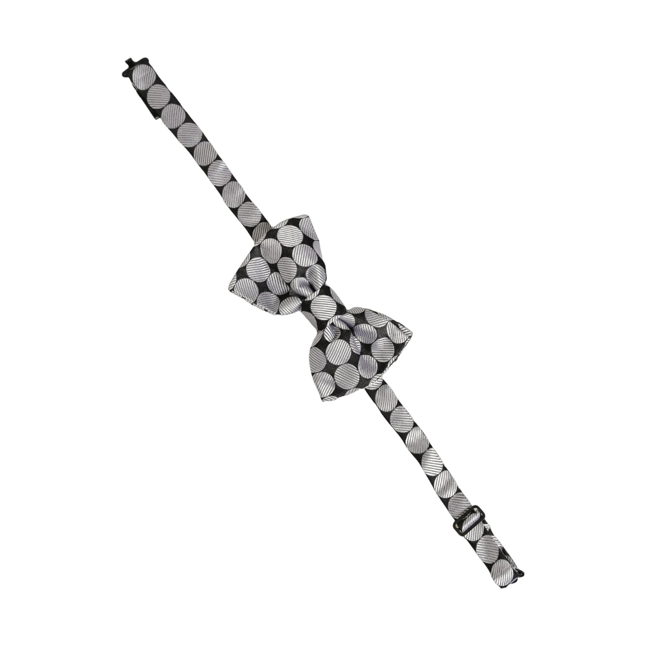 Dolce & Gabbana Men Black Silver Circles Adjustable Neck Papillon Bow Tie