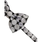 Dolce & Gabbana Men Black Silver Circles Adjustable Neck Papillon Bow Tie
