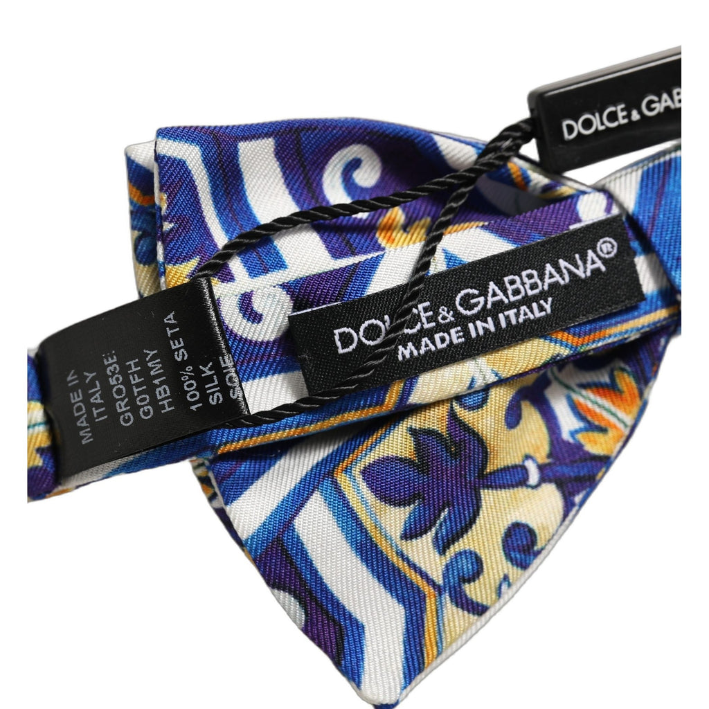 Dolce & Gabbana Men Multicolor Majolica Adjustable Neck Papillon Bow Tie