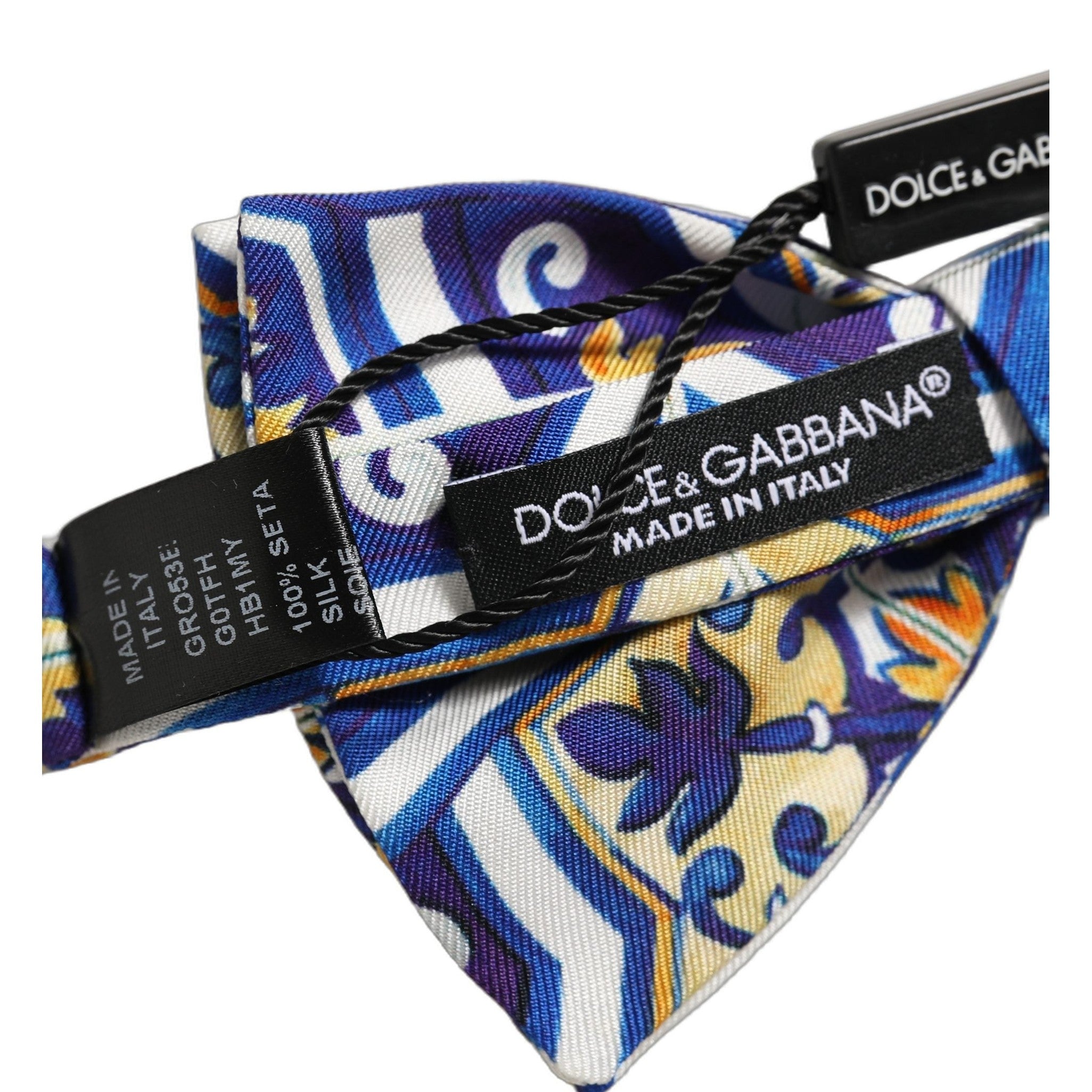 Dolce & Gabbana Men Multicolor Majolica Adjustable Neck Papillon Bow Tie