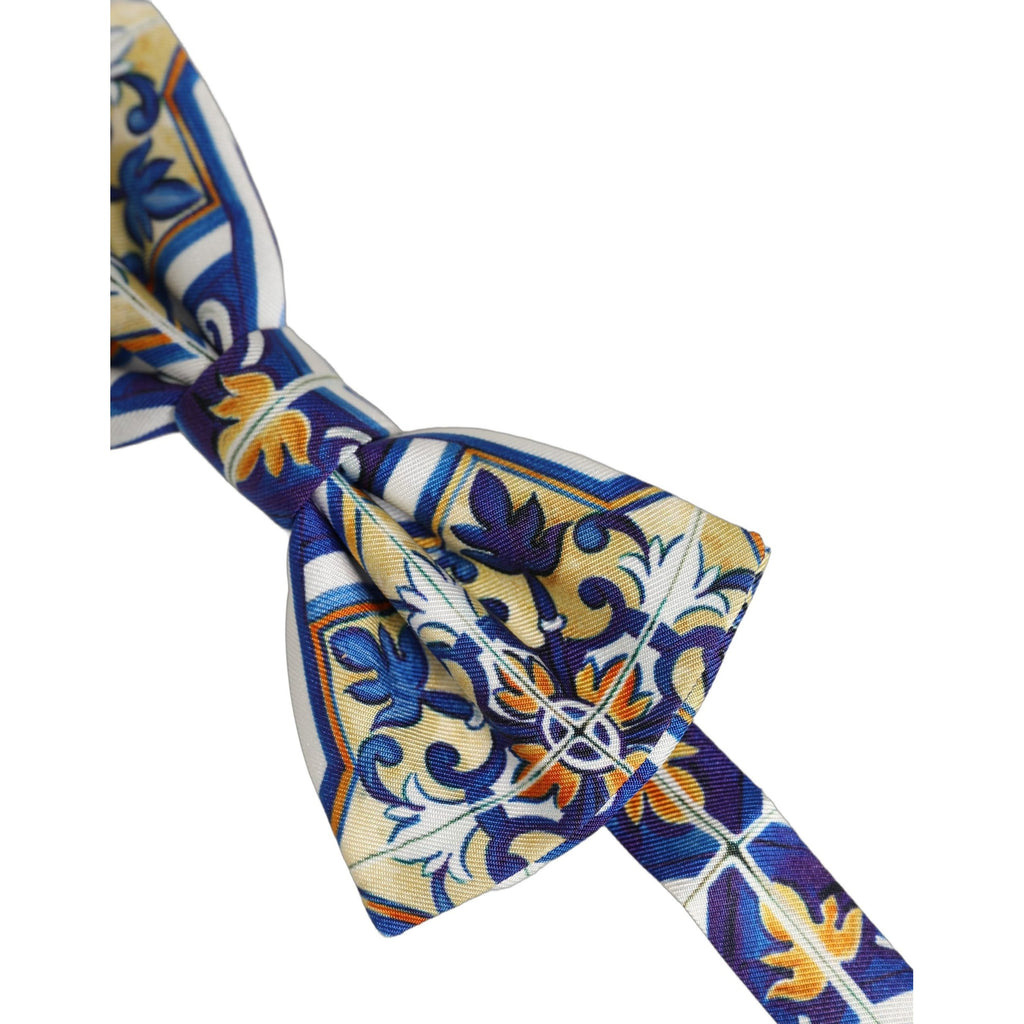 Dolce & Gabbana Men Multicolor Majolica Adjustable Neck Papillon Bow Tie
