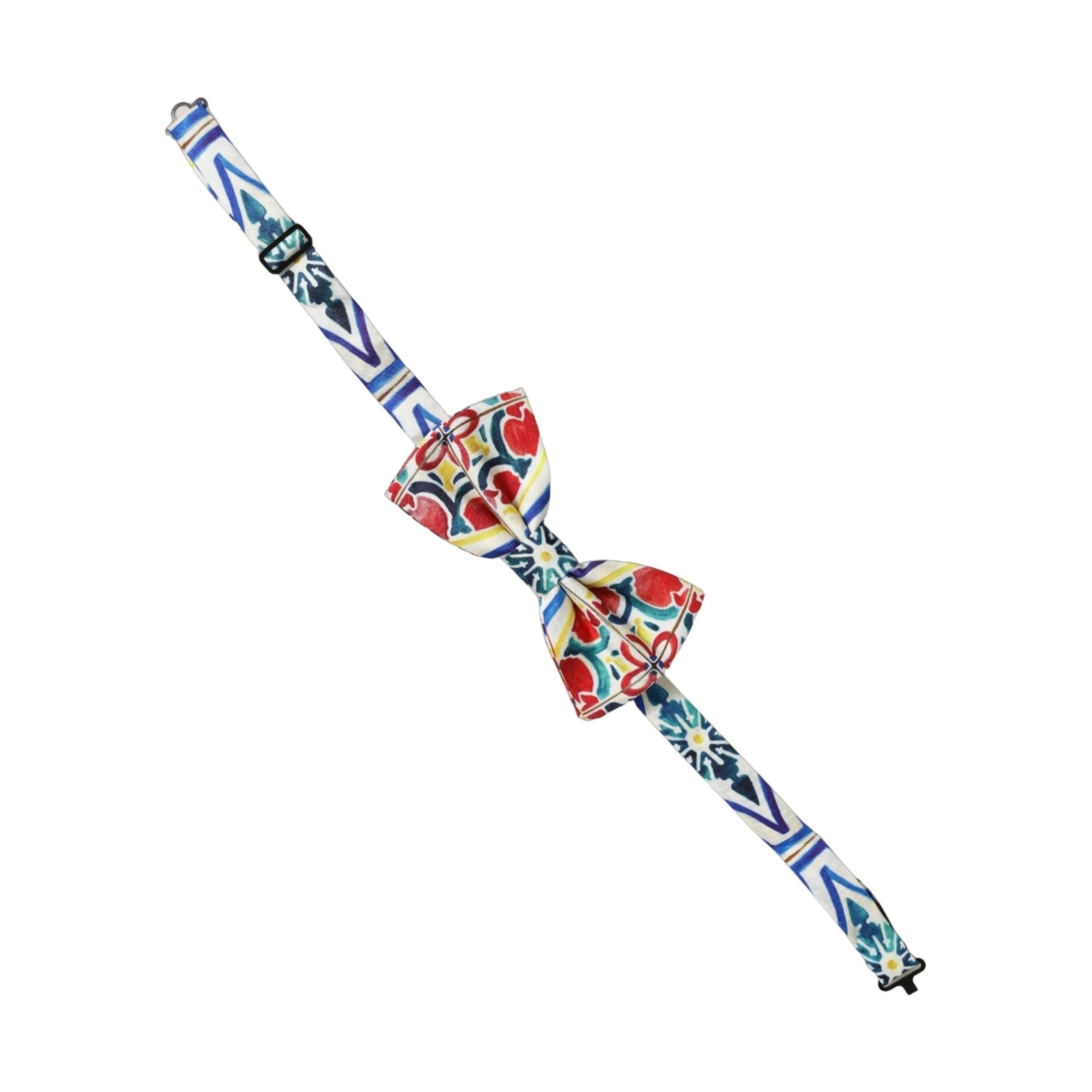 Dolce & Gabbana Men Multicolor Majolica Adjustable Neck Papillon Bow Tie