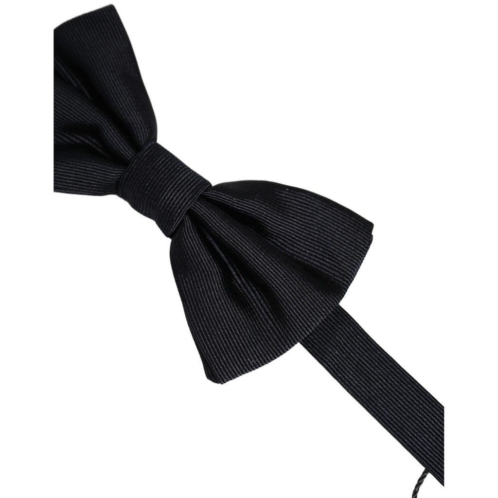 Dolce & Gabbana Men Black 100% Silk Adjustable Neck Papillon Bow Tie