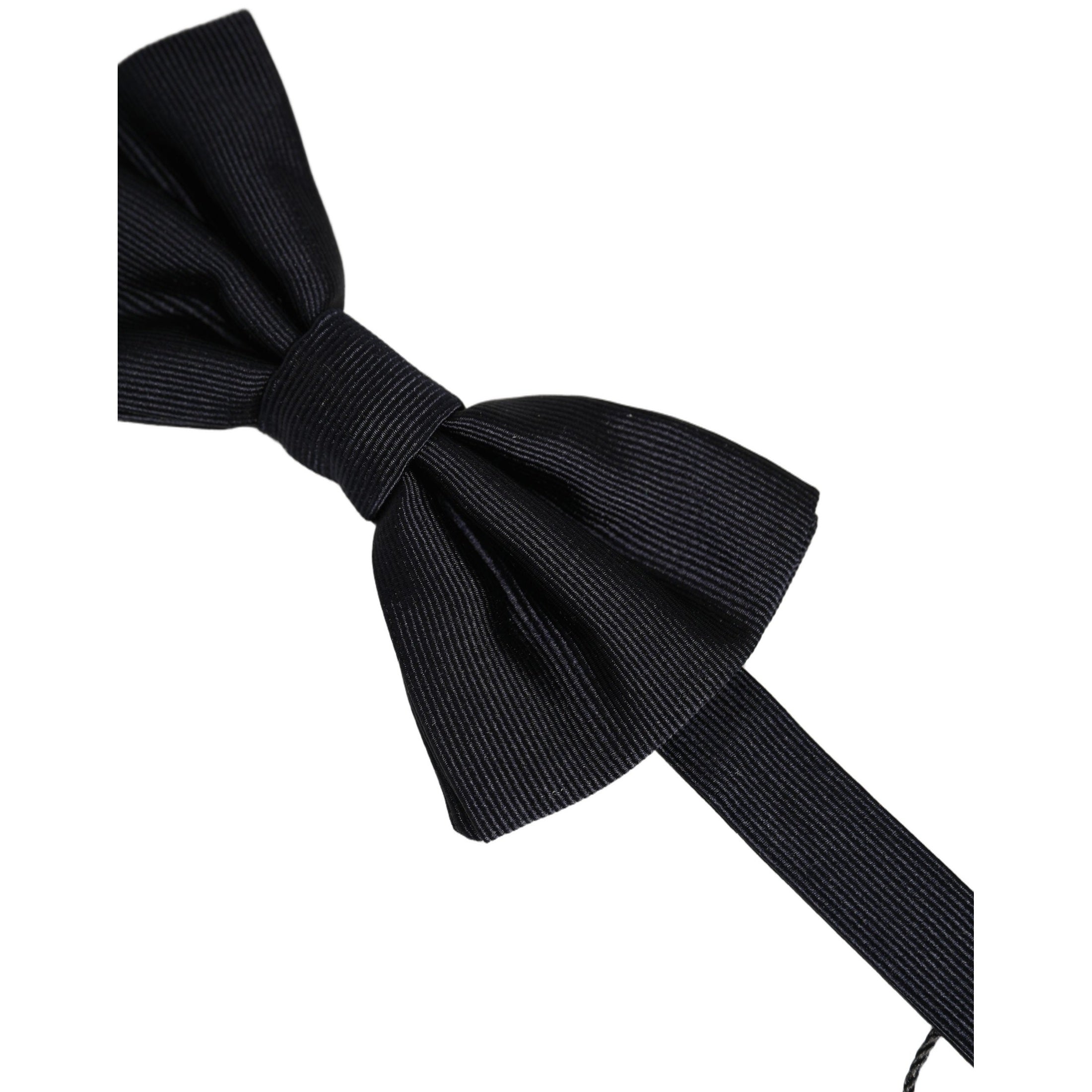 Dolce & Gabbana Men Black 100% Silk Adjustable Neck Papillon Bow Tie