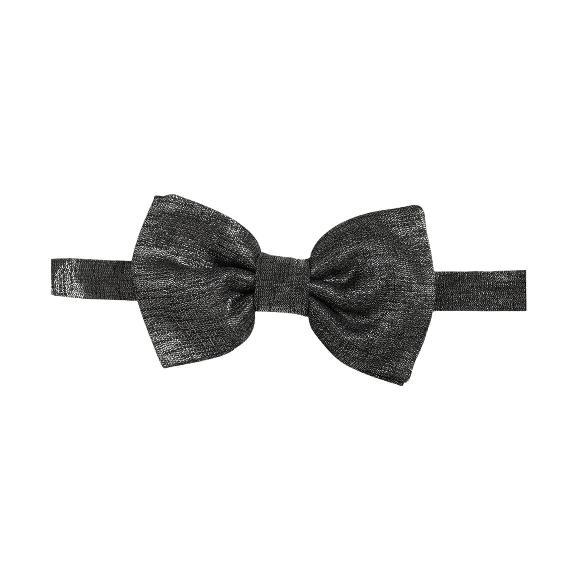 Dolce & Gabbana Men Metallic Black Silk Adjustable Neck Papillon Bow Tie