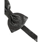 Dolce & Gabbana Men Metallic Black Silk Adjustable Neck Papillon Bow Tie