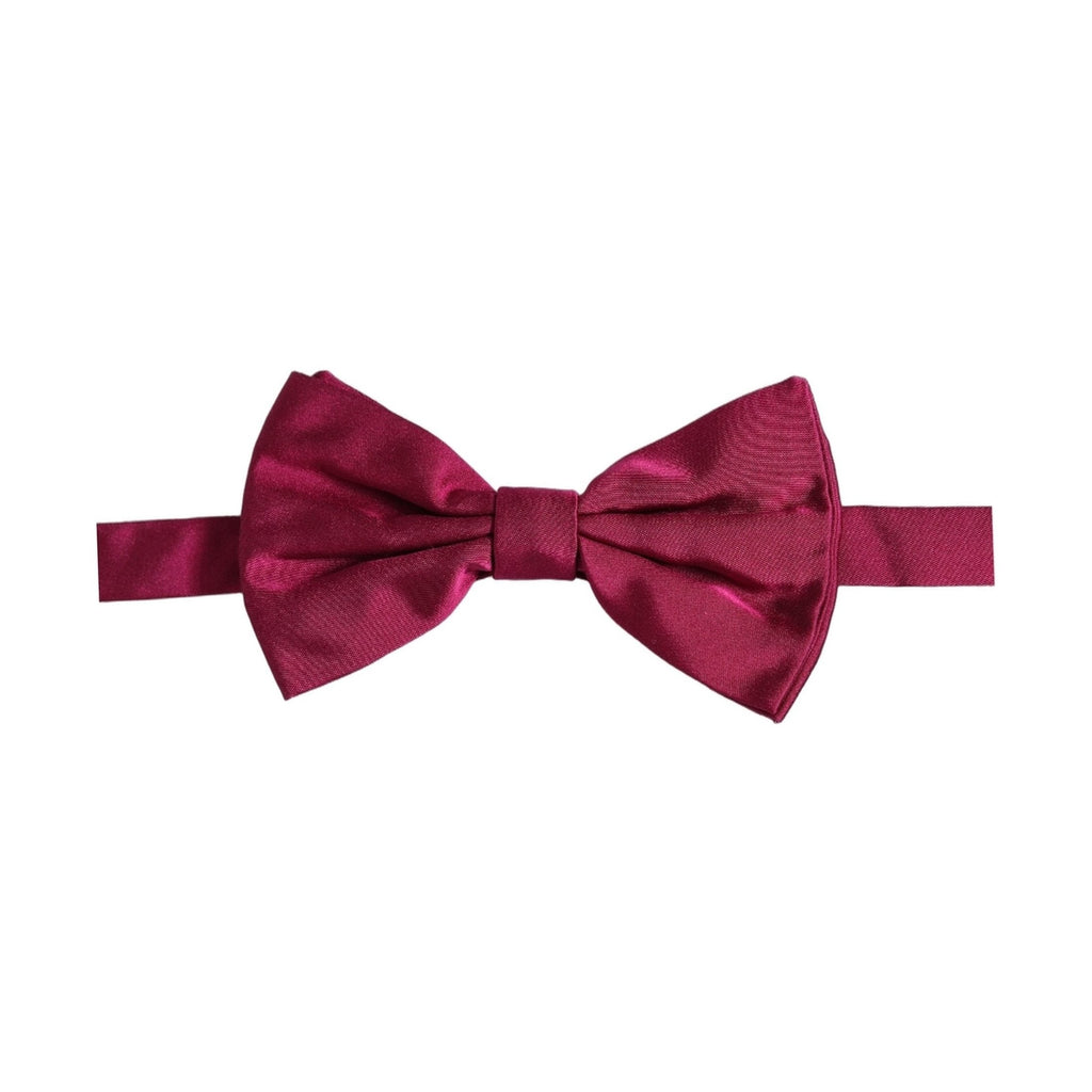 Dolce & Gabbana Men Burgundy Silk Adjustable Neck Papillon Bow Tie