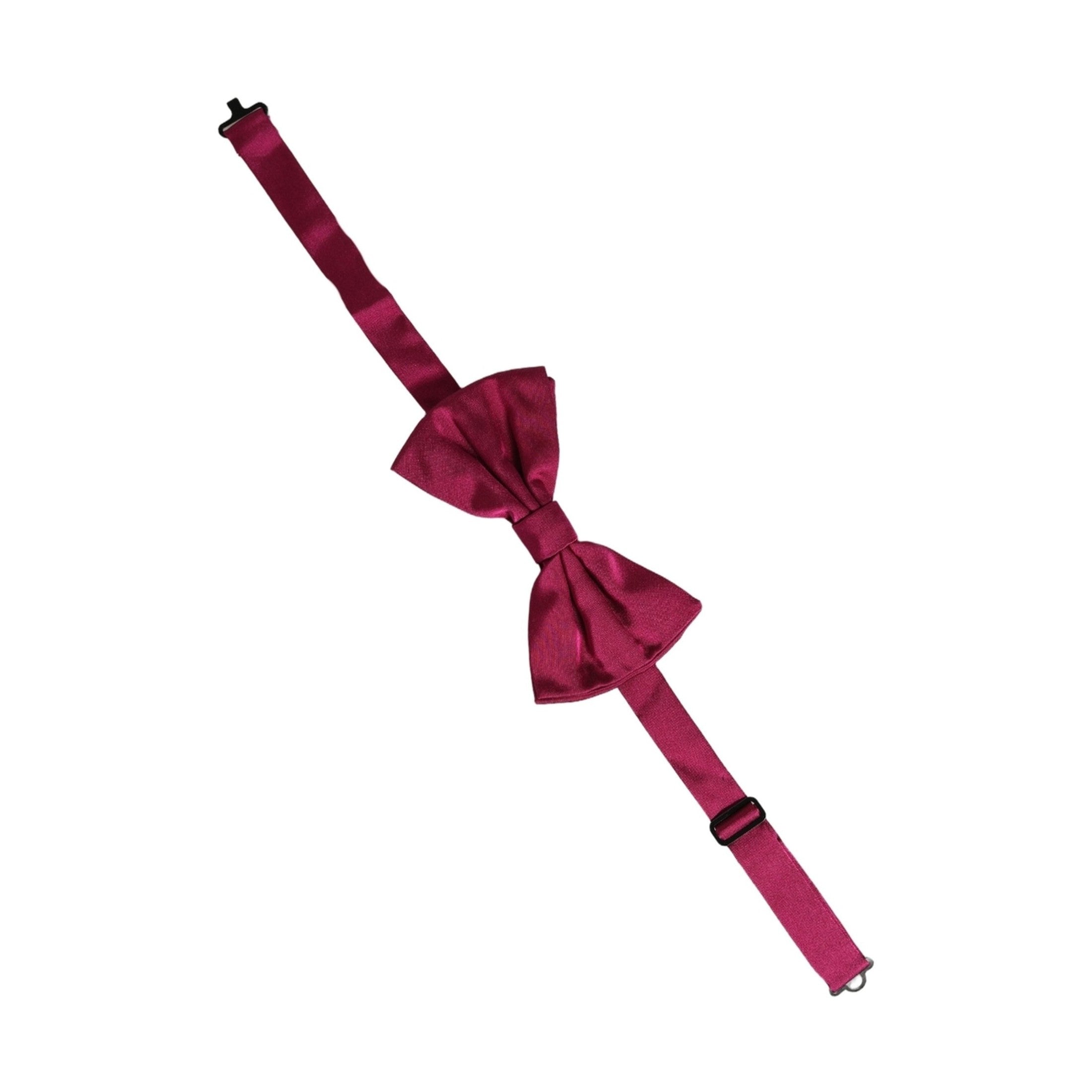 Dolce & Gabbana Men Burgundy Silk Adjustable Neck Papillon Bow Tie