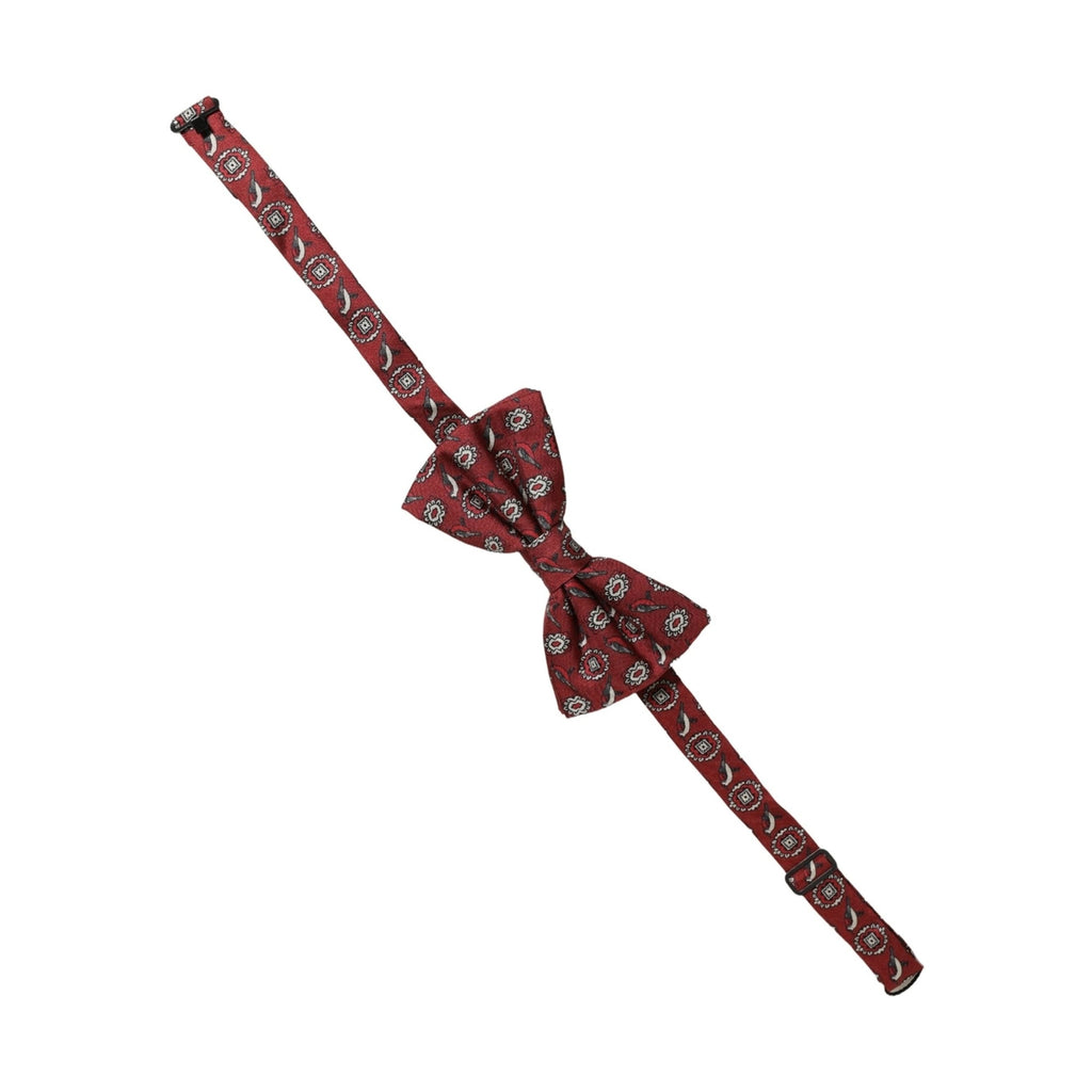 Dolce & Gabbana Men Bordeaux Floral Adjustable Neck Papillon Bow Tie