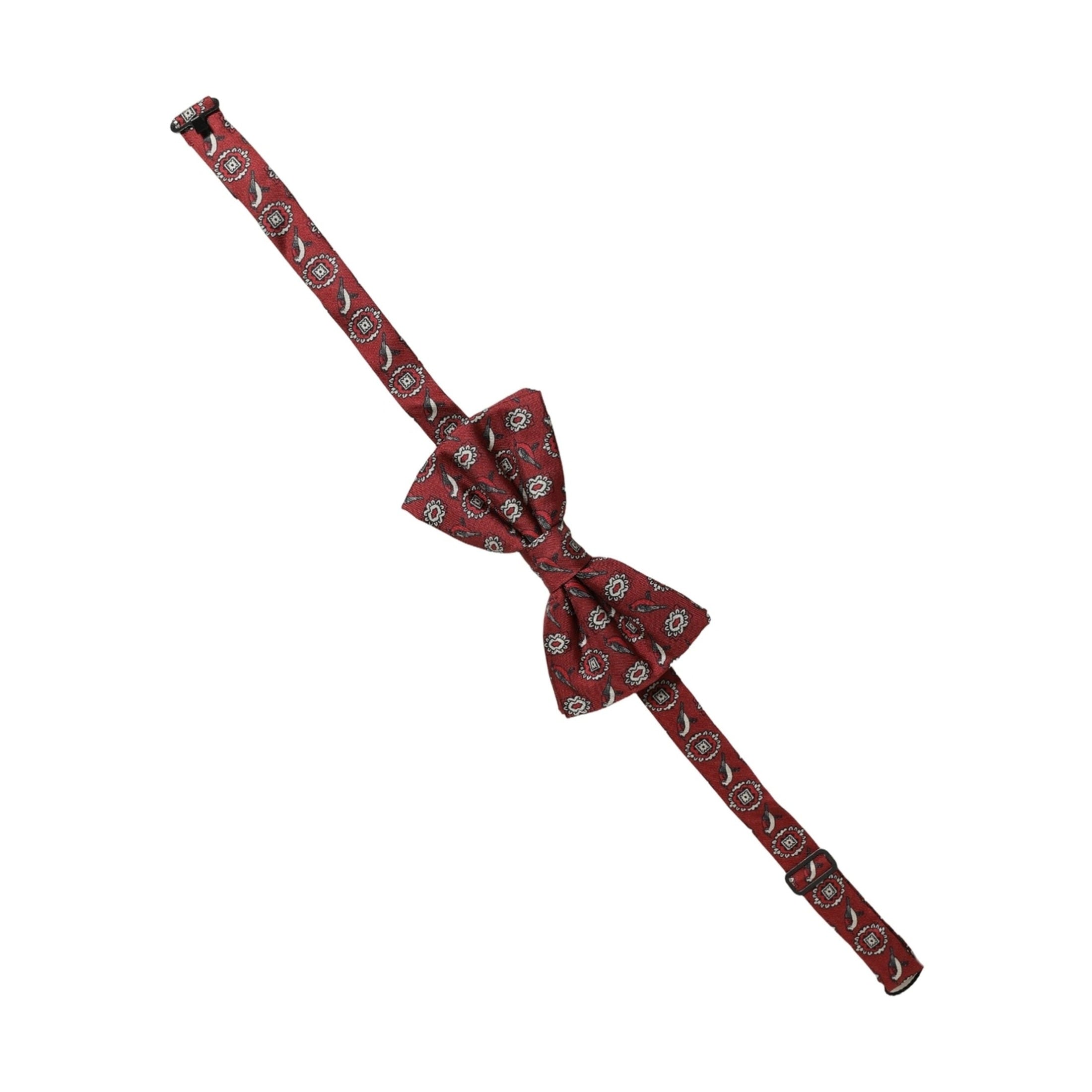 Dolce & Gabbana Men Bordeaux Floral Adjustable Neck Papillon Bow Tie