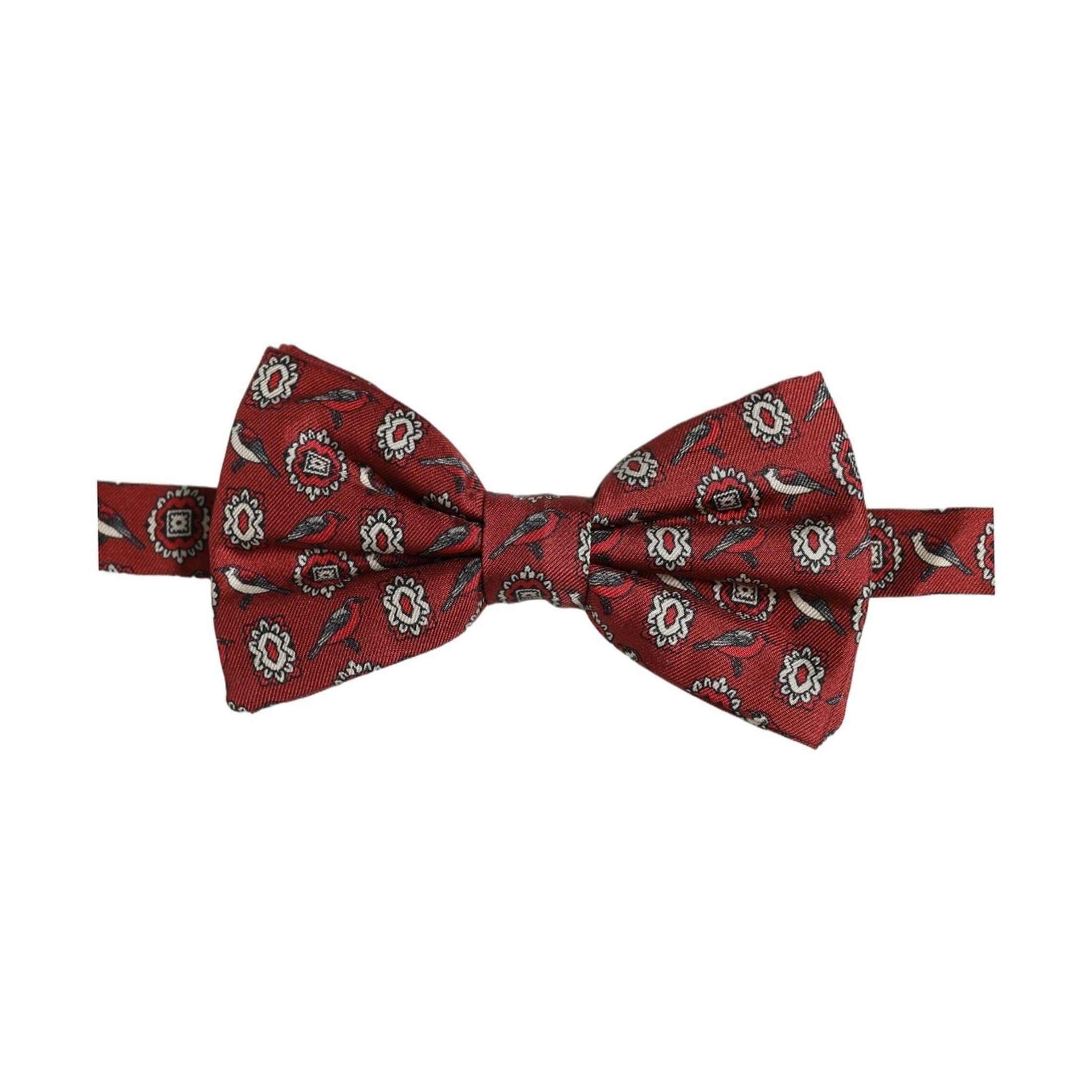Dolce & Gabbana Men Bordeaux Floral Adjustable Neck Papillon Bow Tie