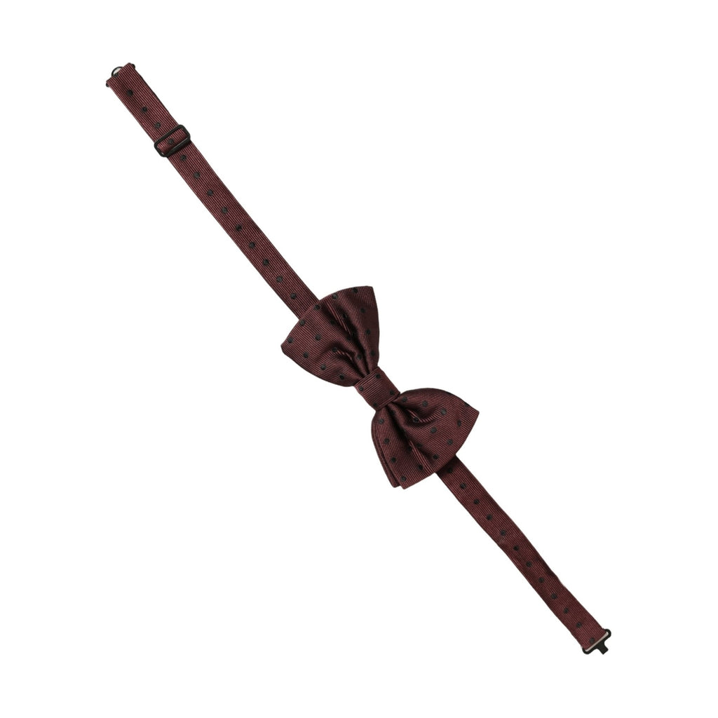 Dolce & Gabbana Burgundy Polka Dot Silk Adjustable Neck Papillon Bow Tie