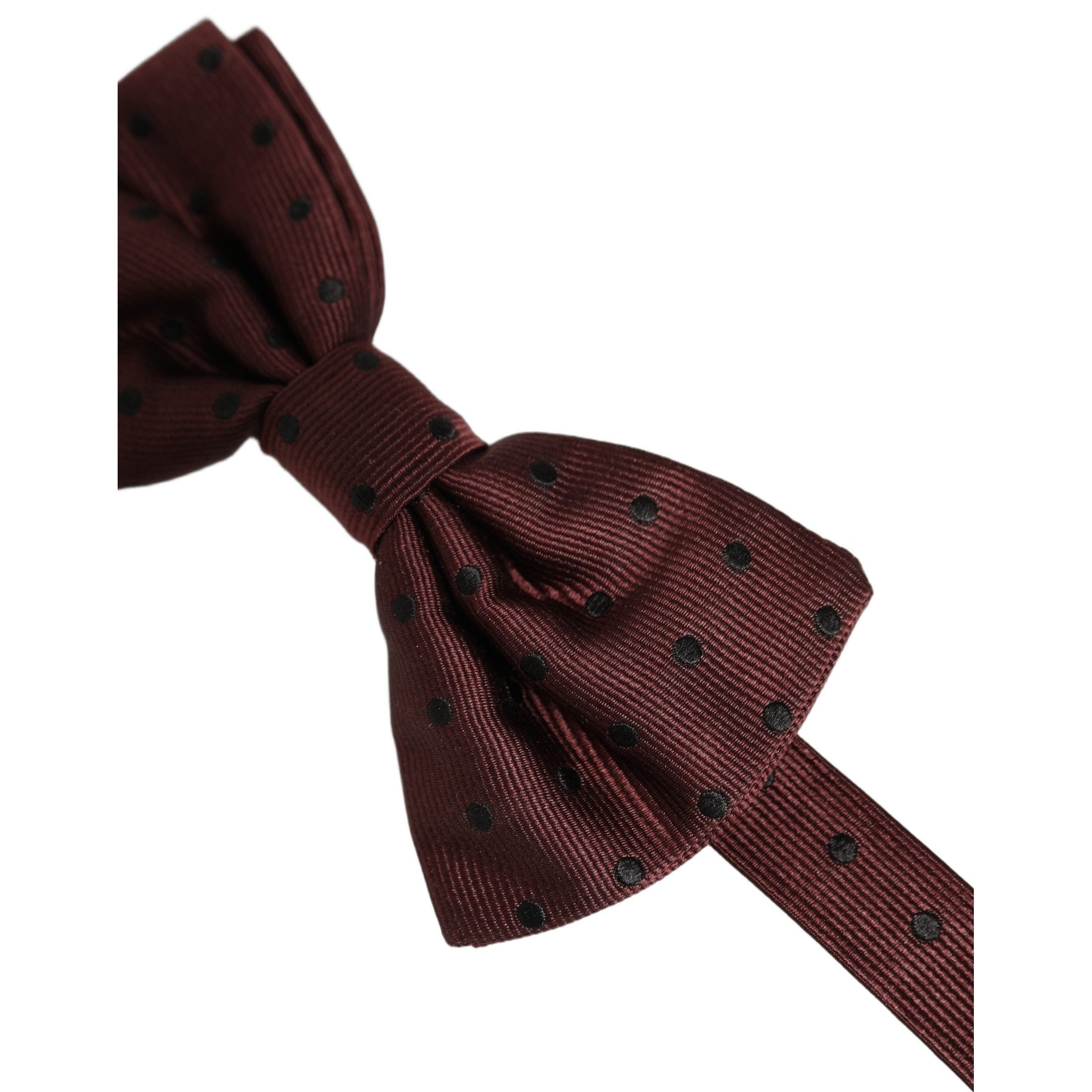 Dolce & Gabbana Burgundy Polka Dot Silk Adjustable Neck Papillon Bow Tie