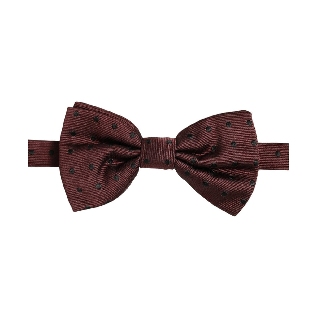 Dolce & Gabbana Burgundy Polka Dot Silk Adjustable Neck Papillon Bow Tie