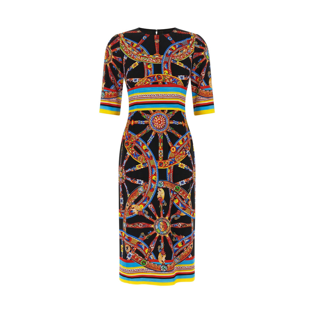 Dolce & Gabbana Multicolor Silk Midi Dress