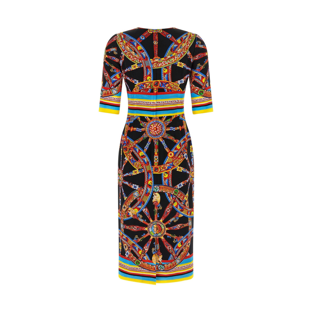 Dolce & Gabbana Multicolor Silk Midi Dress